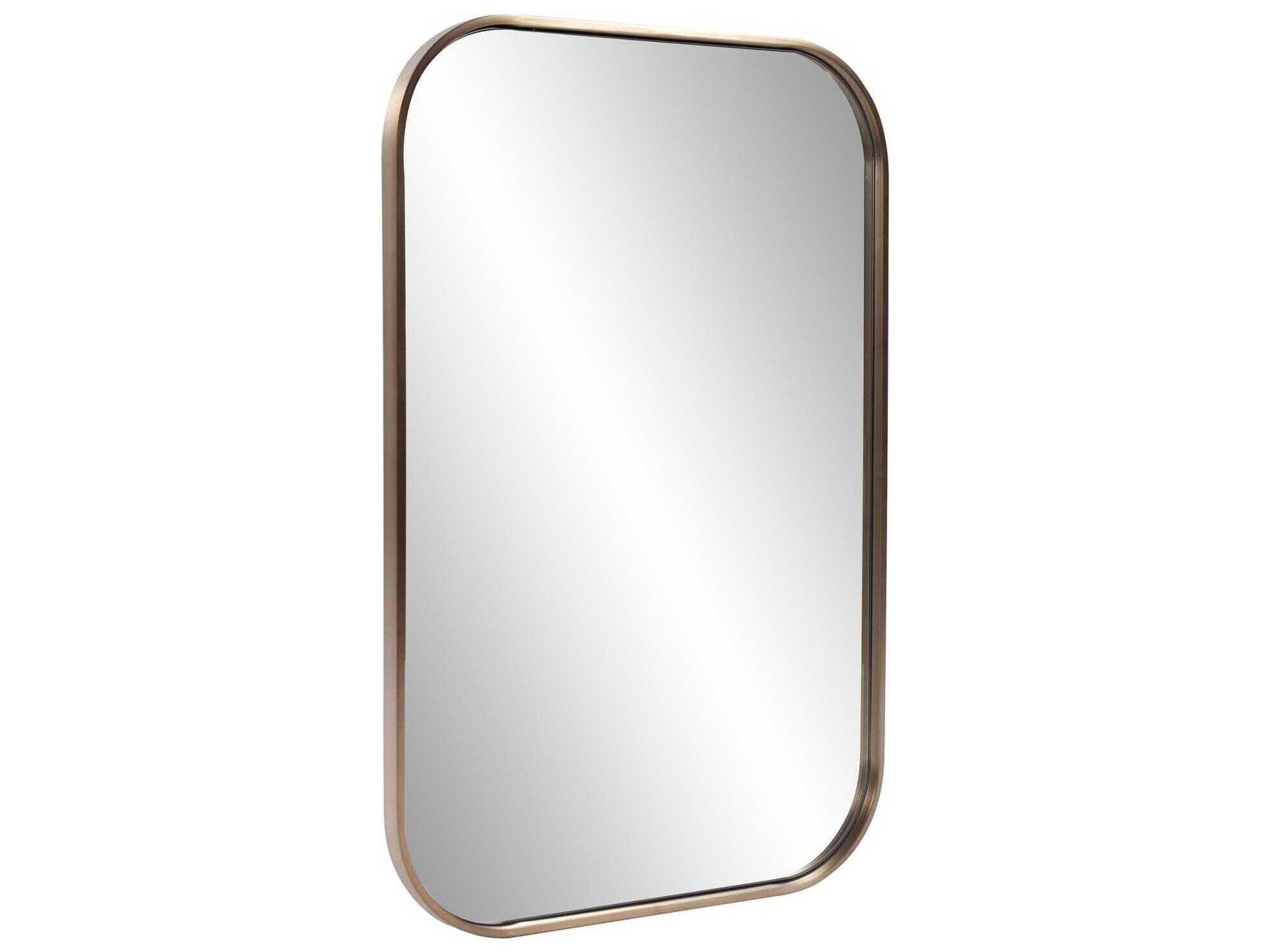 Howard Elliott Milo Brass Rectangular Wall Mirror