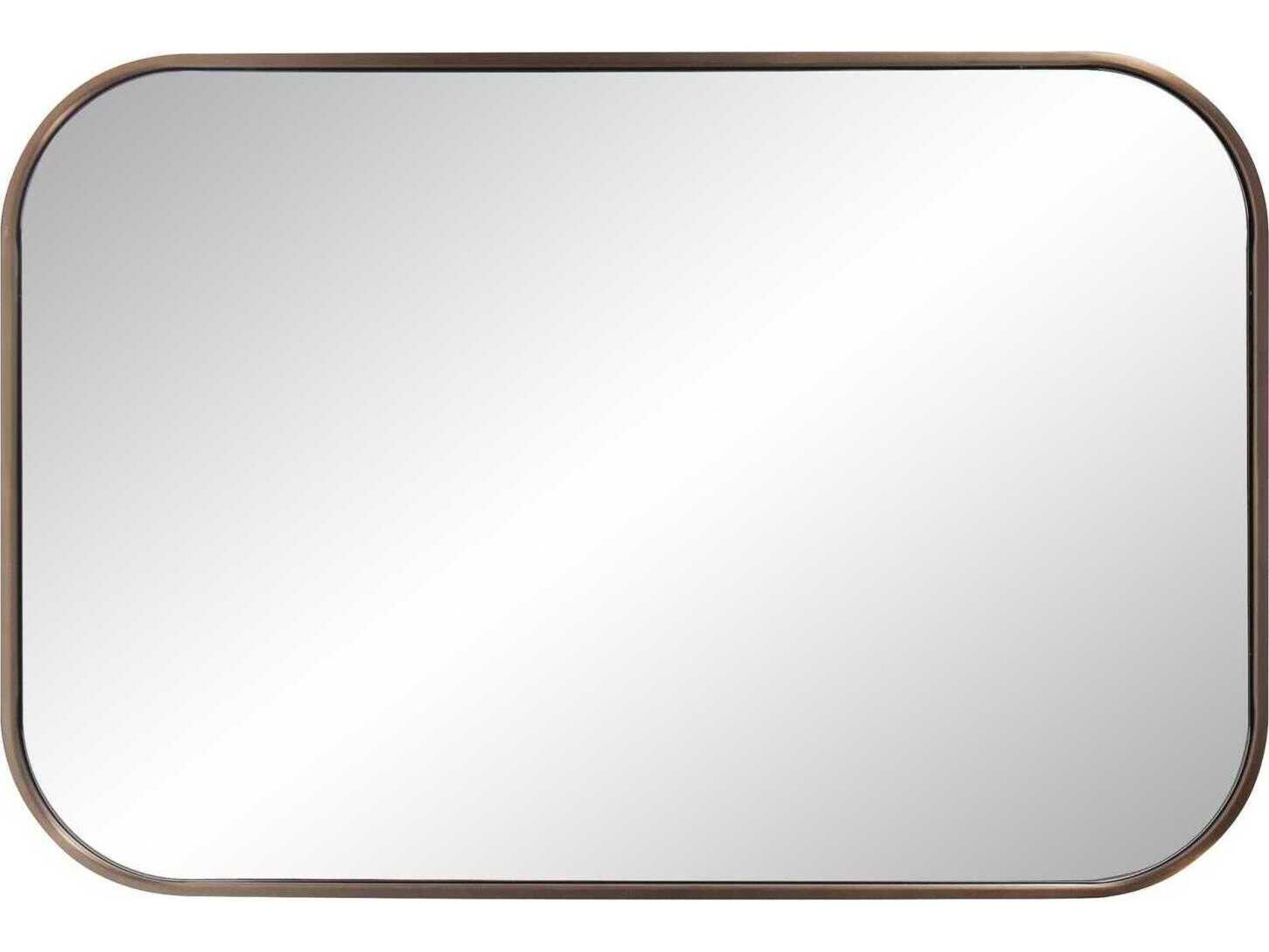 Howard Elliott Milo Brass Rectangular Wall Mirror