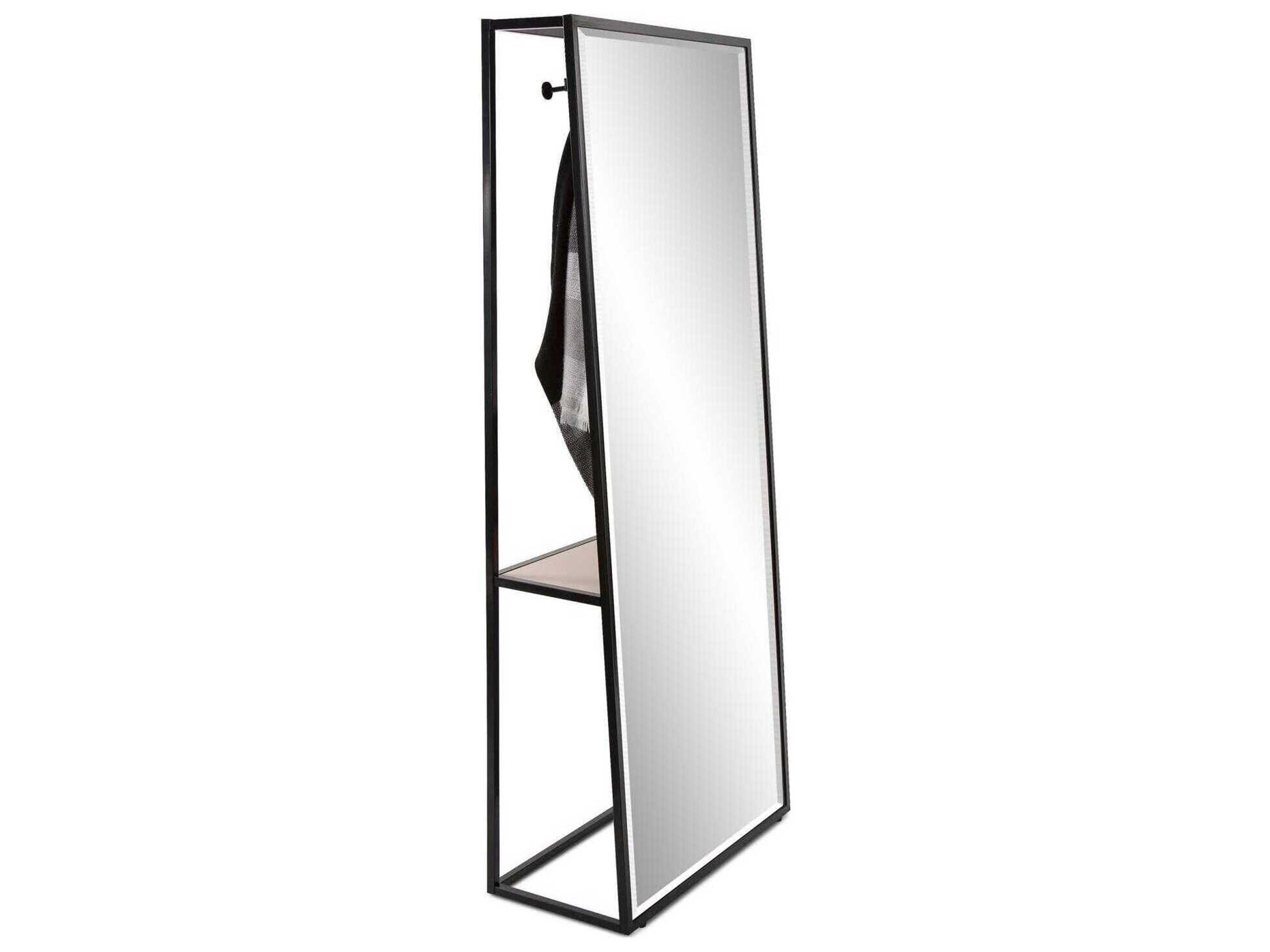 Howard Elliott O'Neill Multi Functional Matte Black Rectangular Floor Mirror