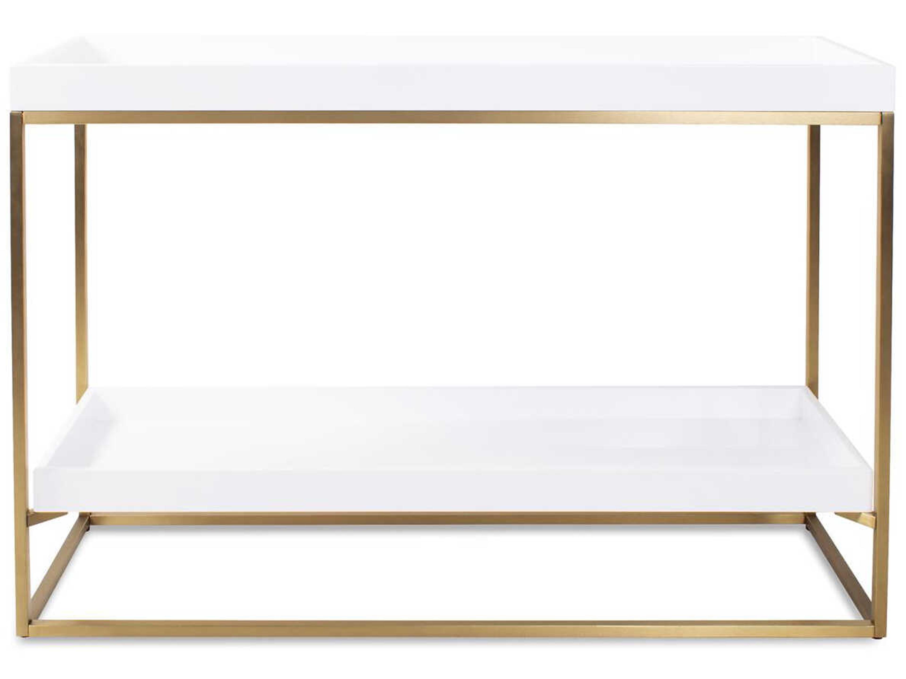 Howard Elliott Lyndhurst Rectangular Wood White Brass Console Table