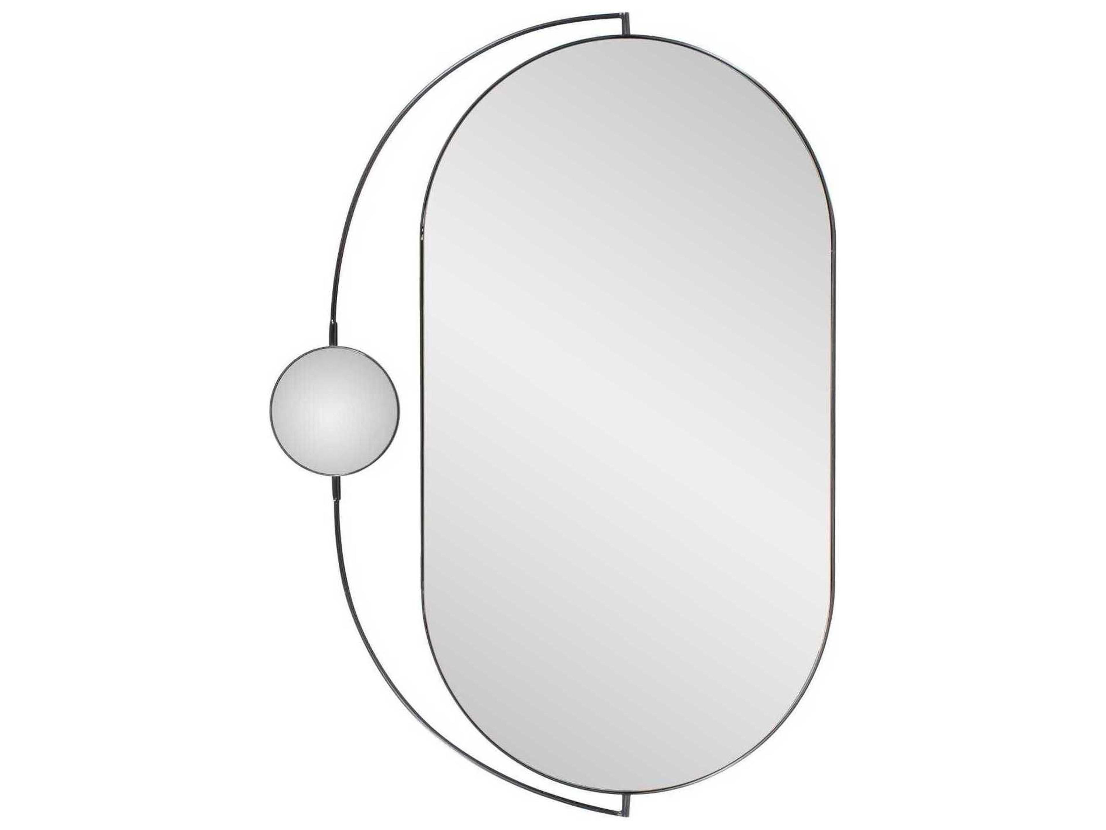 Howard Elliott Janik Polished Black Oval Wall Mirror