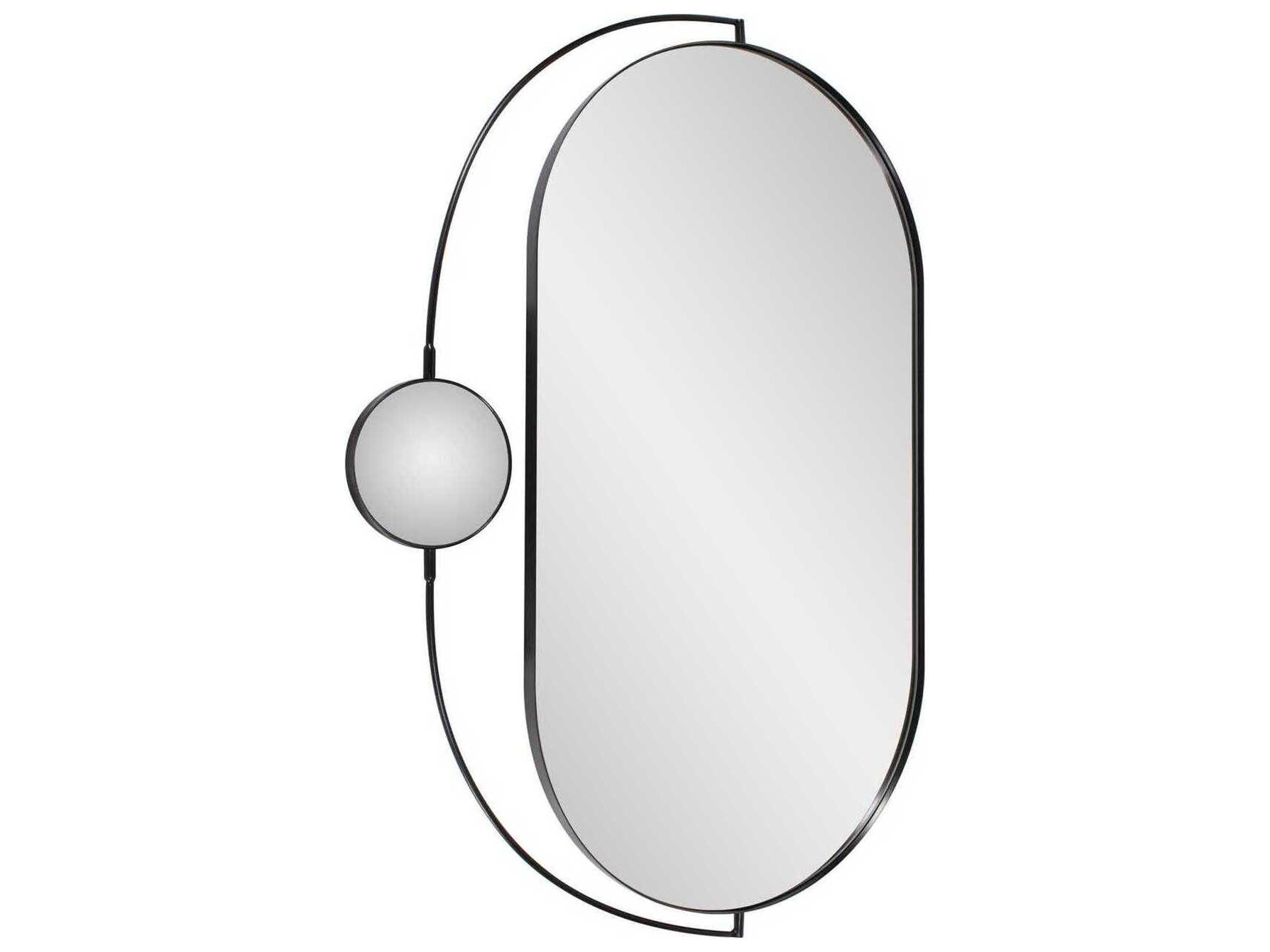 Howard Elliott Janik Polished Black Oval Wall Mirror