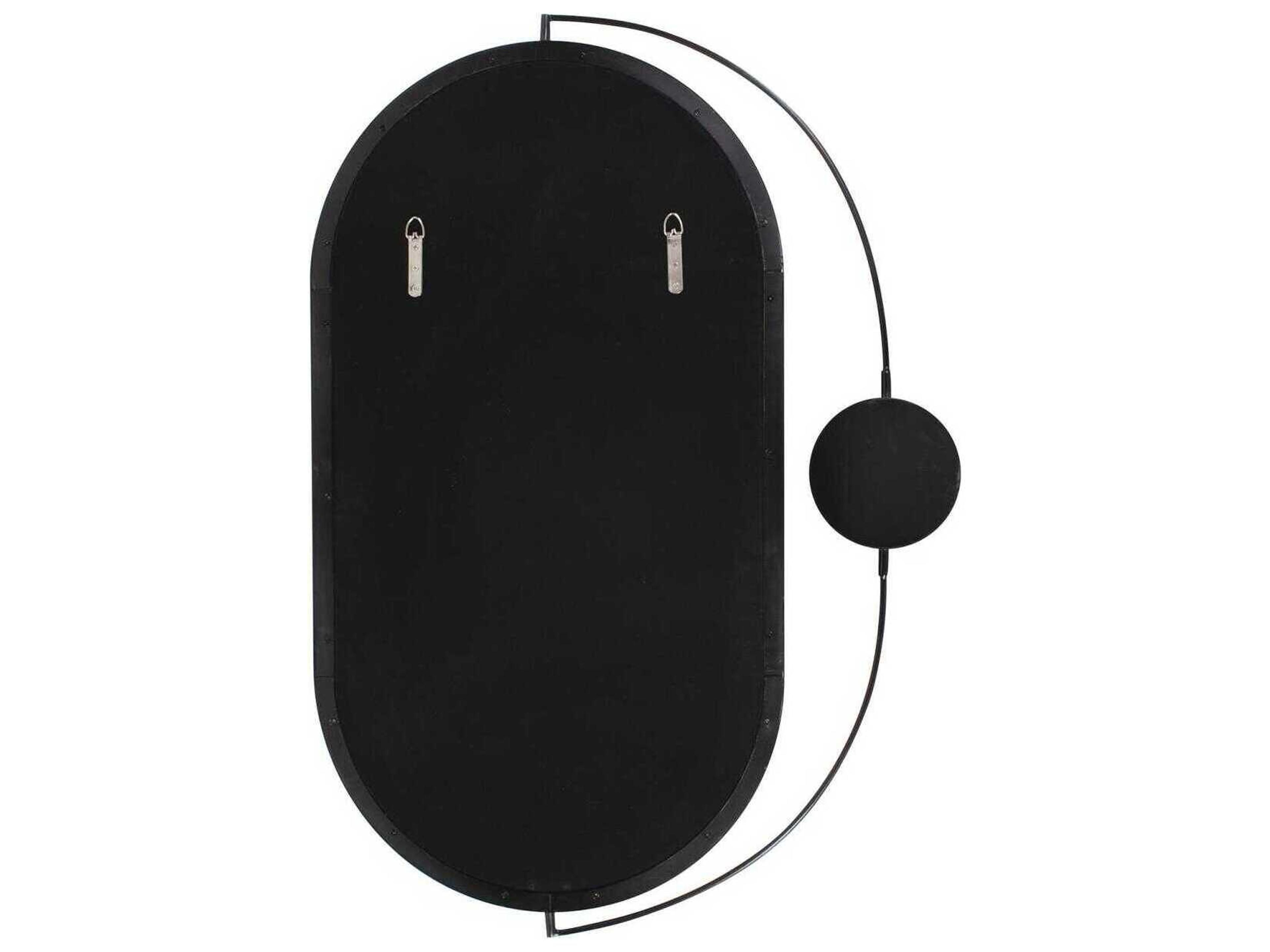 Howard Elliott Janik Polished Black Oval Wall Mirror