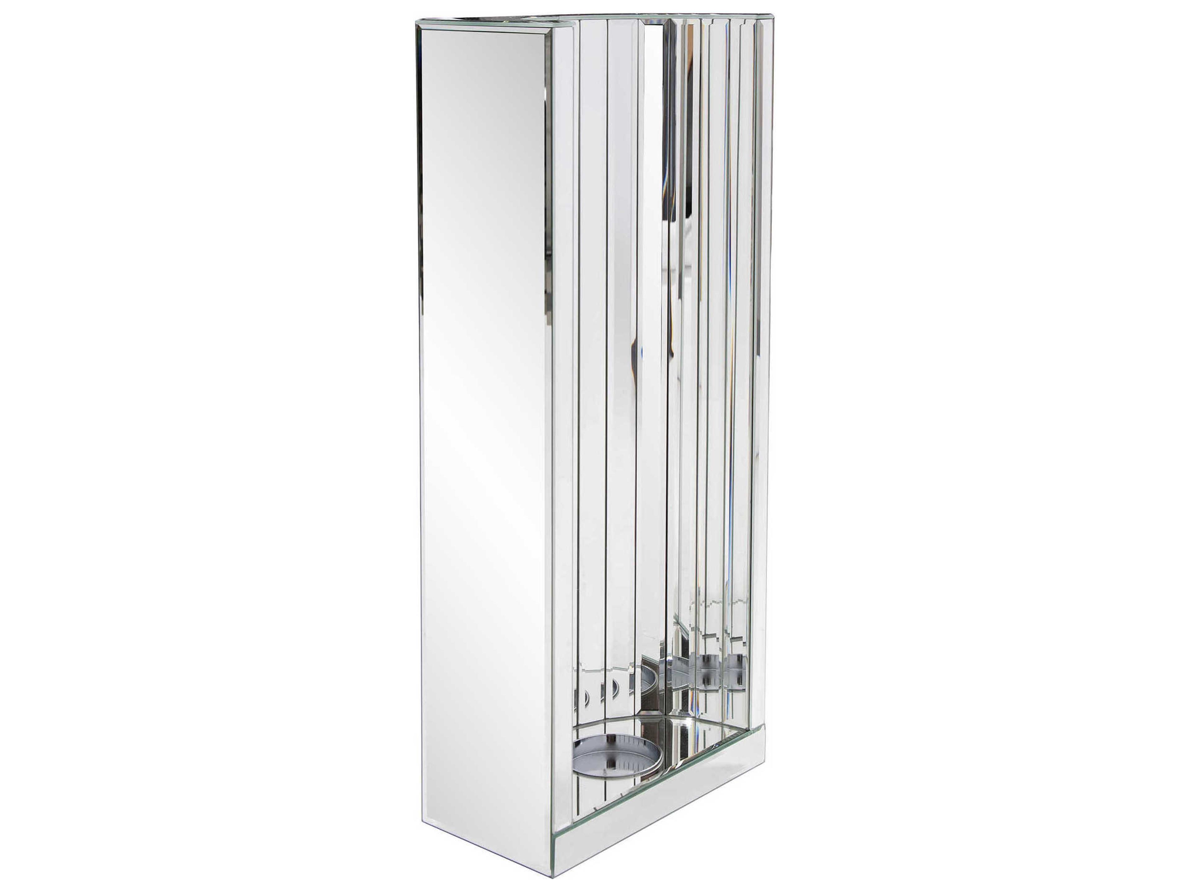 Howard Elliott Faceted Mirror Glass Wall Art with Candle Holder