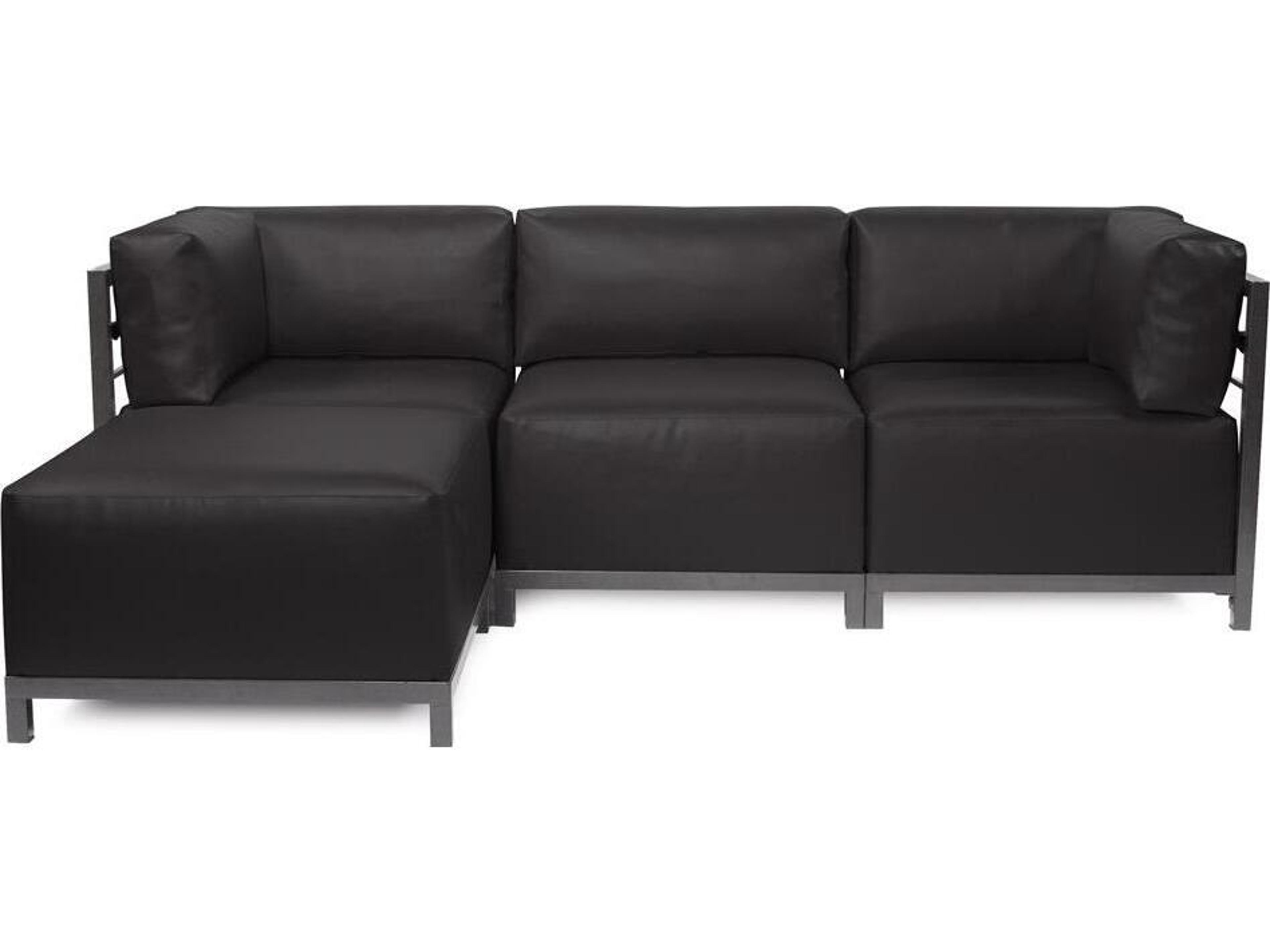 Howard Elliott Outdoor Axis Atlantis Black Fabric Cushion Ottoman