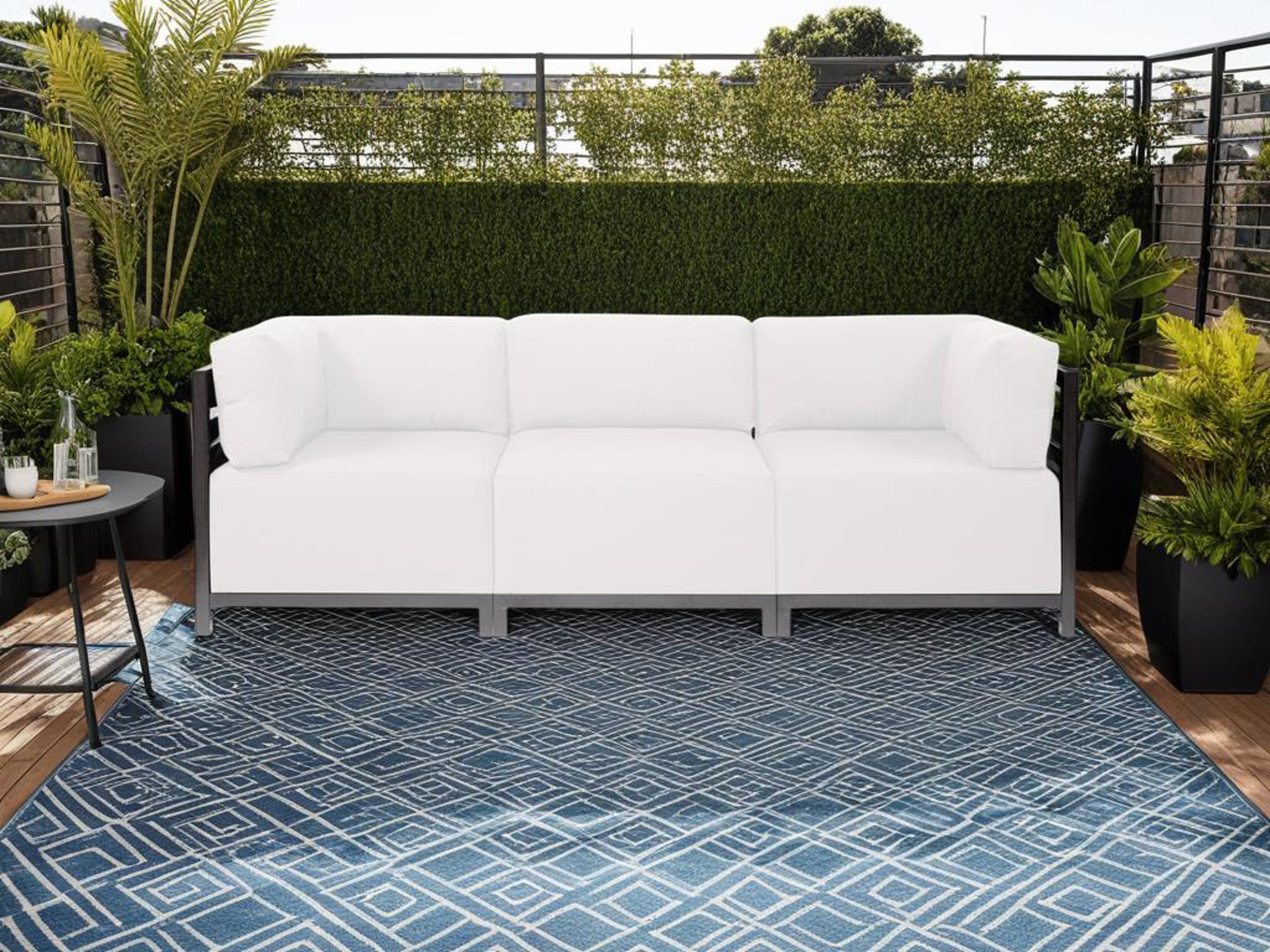 Howard Elliott Outdoor Axis Atlantis White Fabric Cushion Sofa