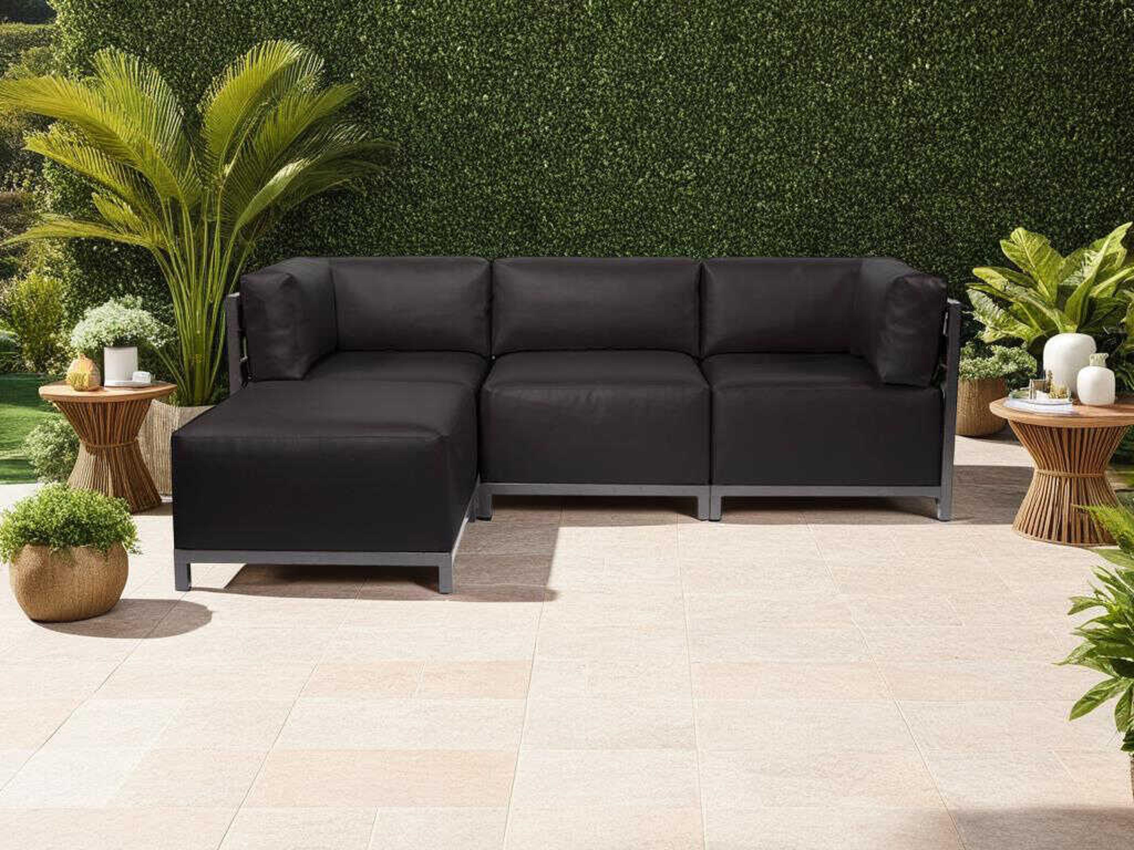 Howard Elliott Outdoor Axis Atlantis Black Fabric Cushion Lounge Set