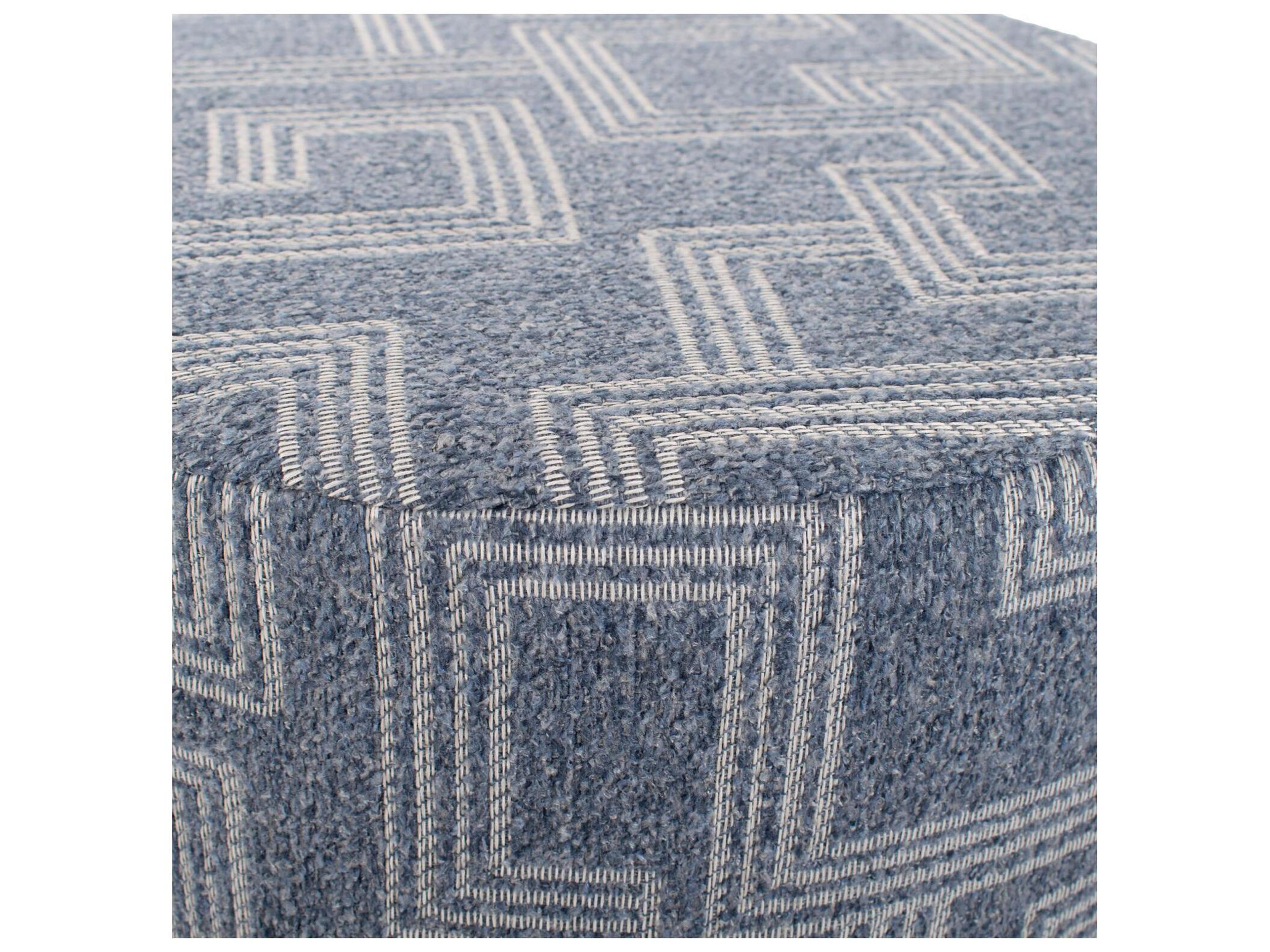 Howard Elliott Outdoor Universal Syros Denim Fabric Cushion Ottoman