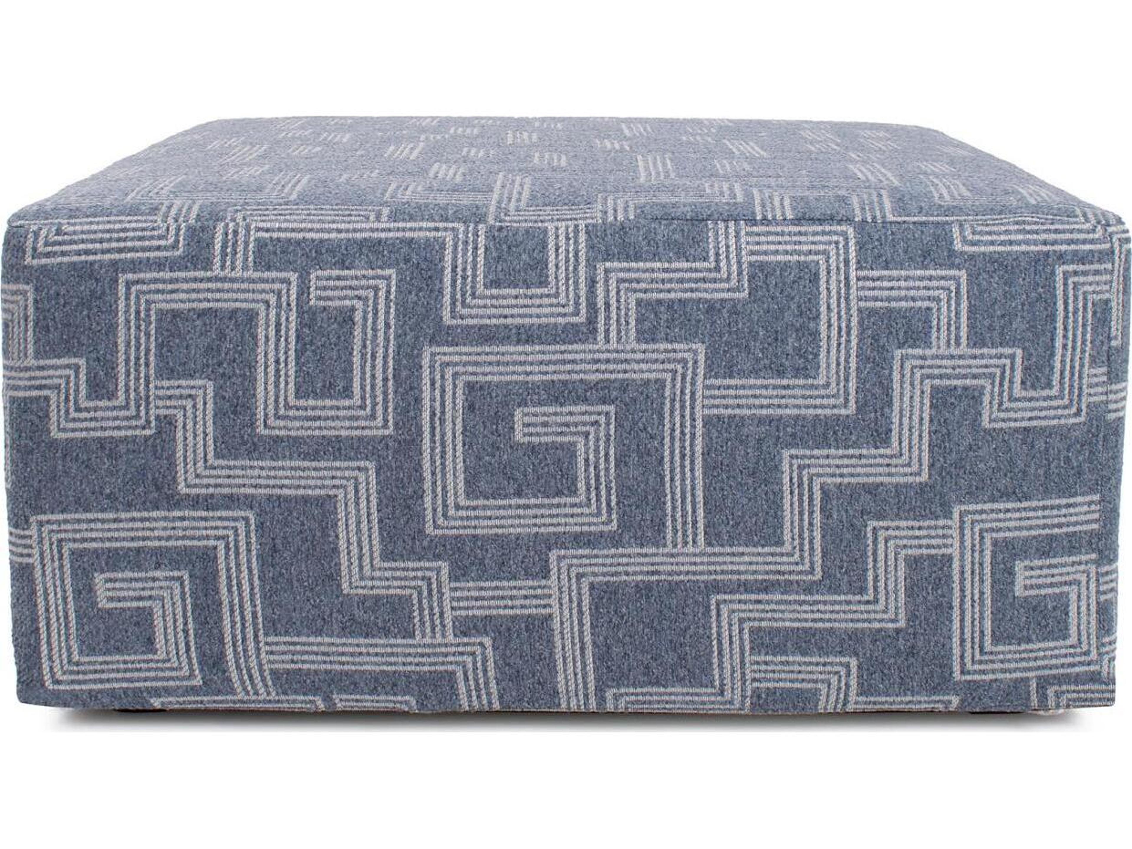 Howard Elliott Outdoor Universal Syros Denim Fabric Cushion Ottoman