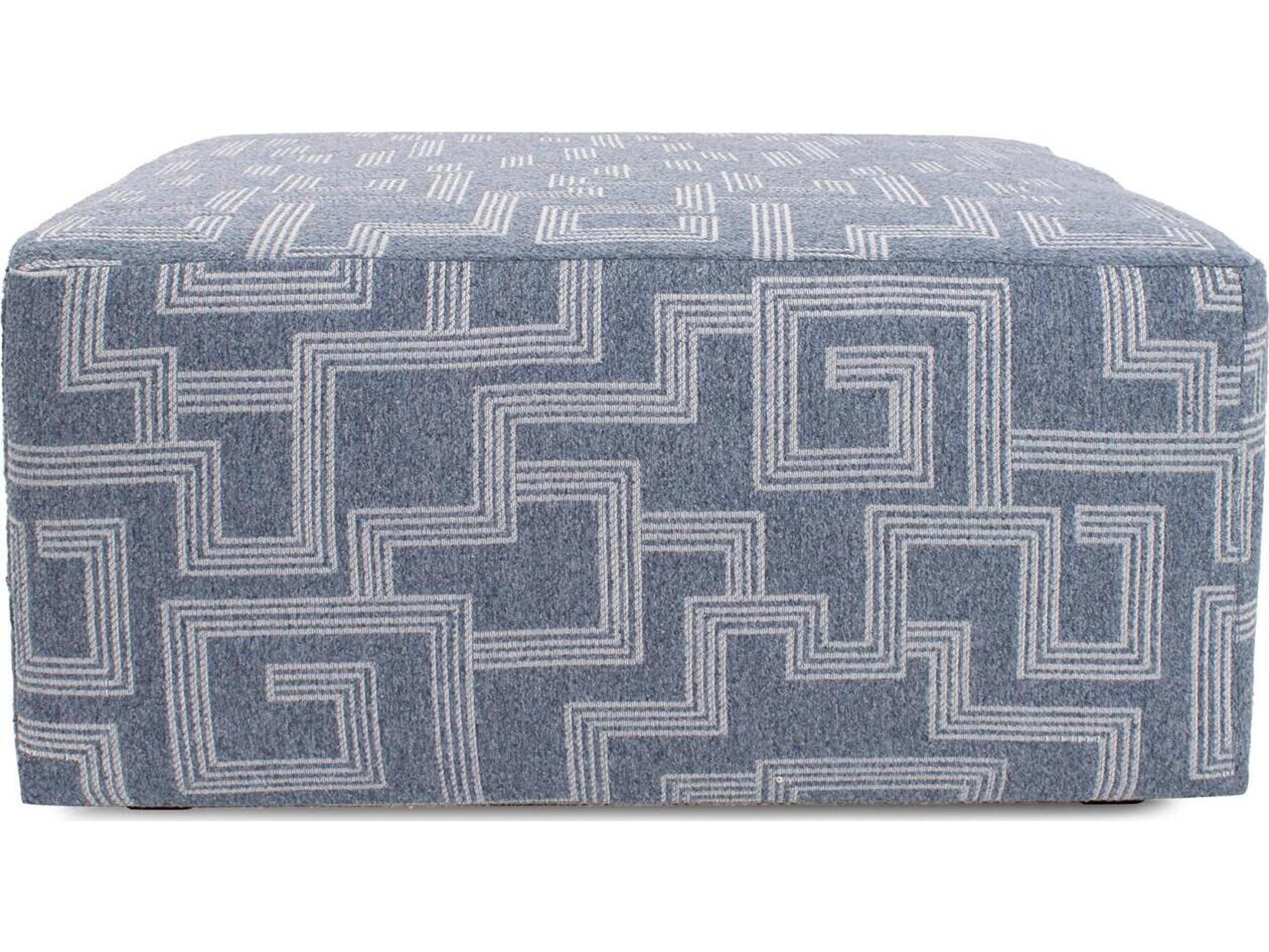 Howard Elliott Outdoor Universal Syros Denim Fabric Cushion Ottoman
