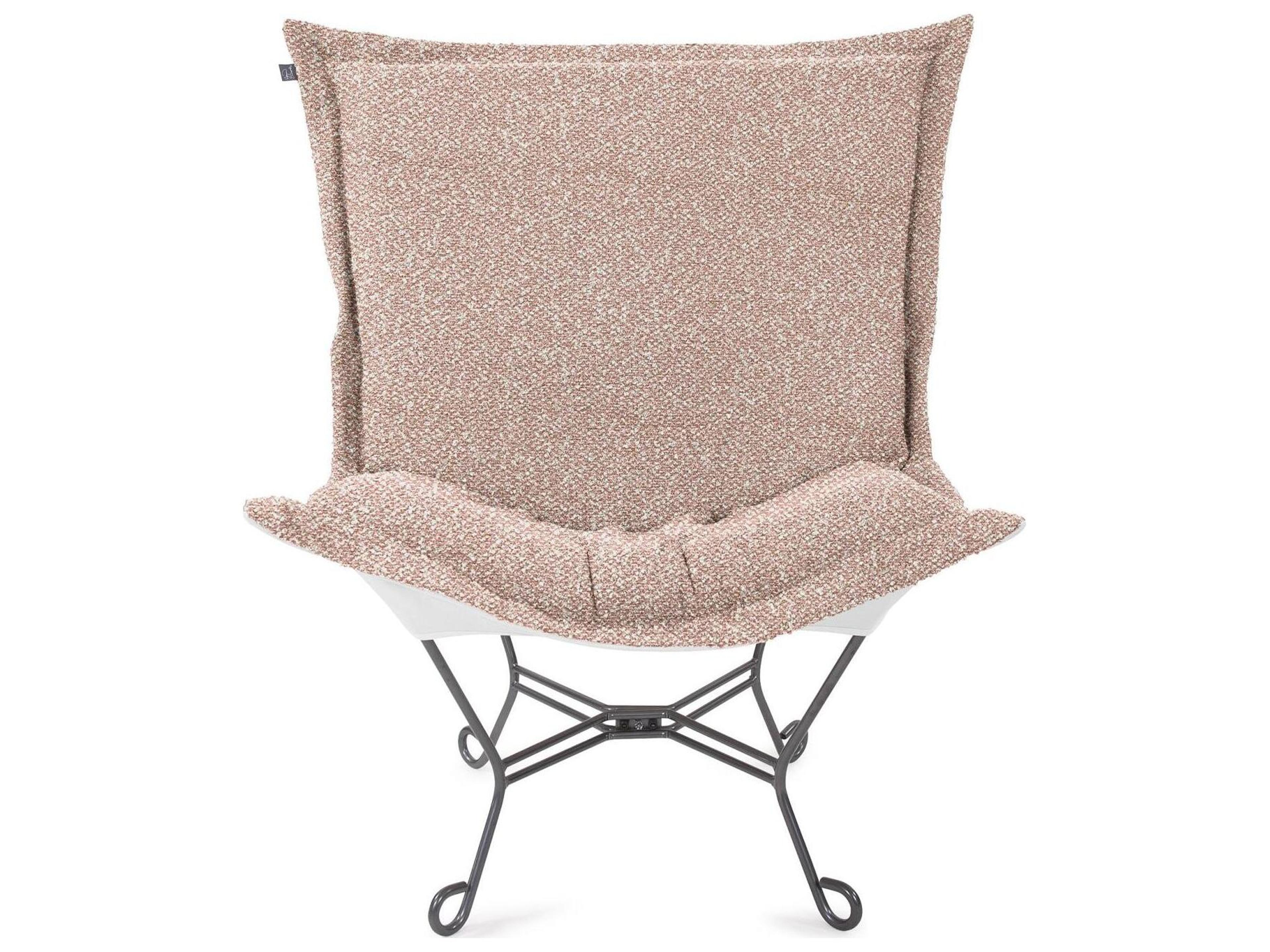 Howard Elliott Outdoor Puff Scroll Alicante Blush Fabric Cushion Lounge Chair
