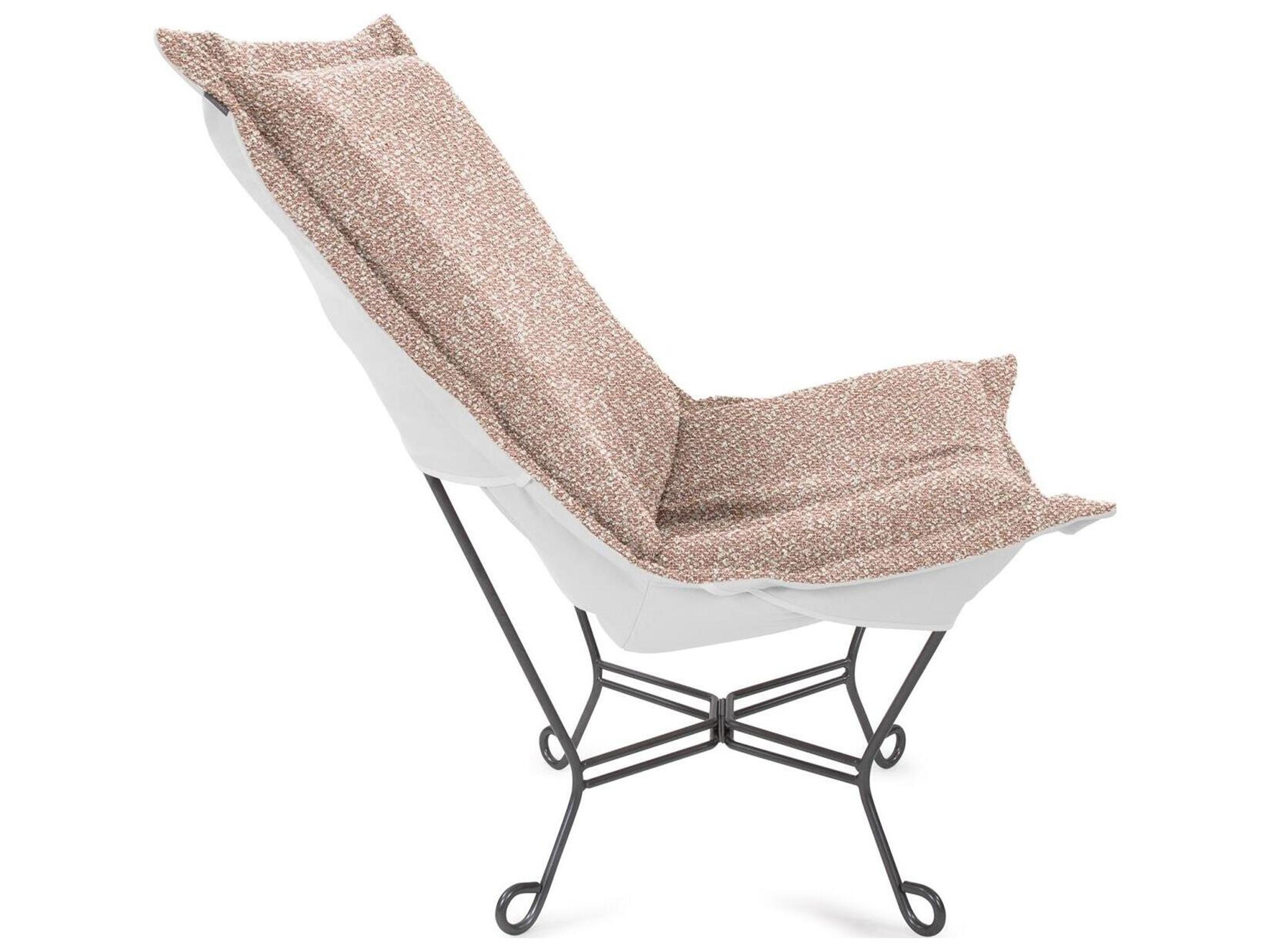 Howard Elliott Outdoor Puff Scroll Alicante Blush Fabric Cushion Lounge Chair