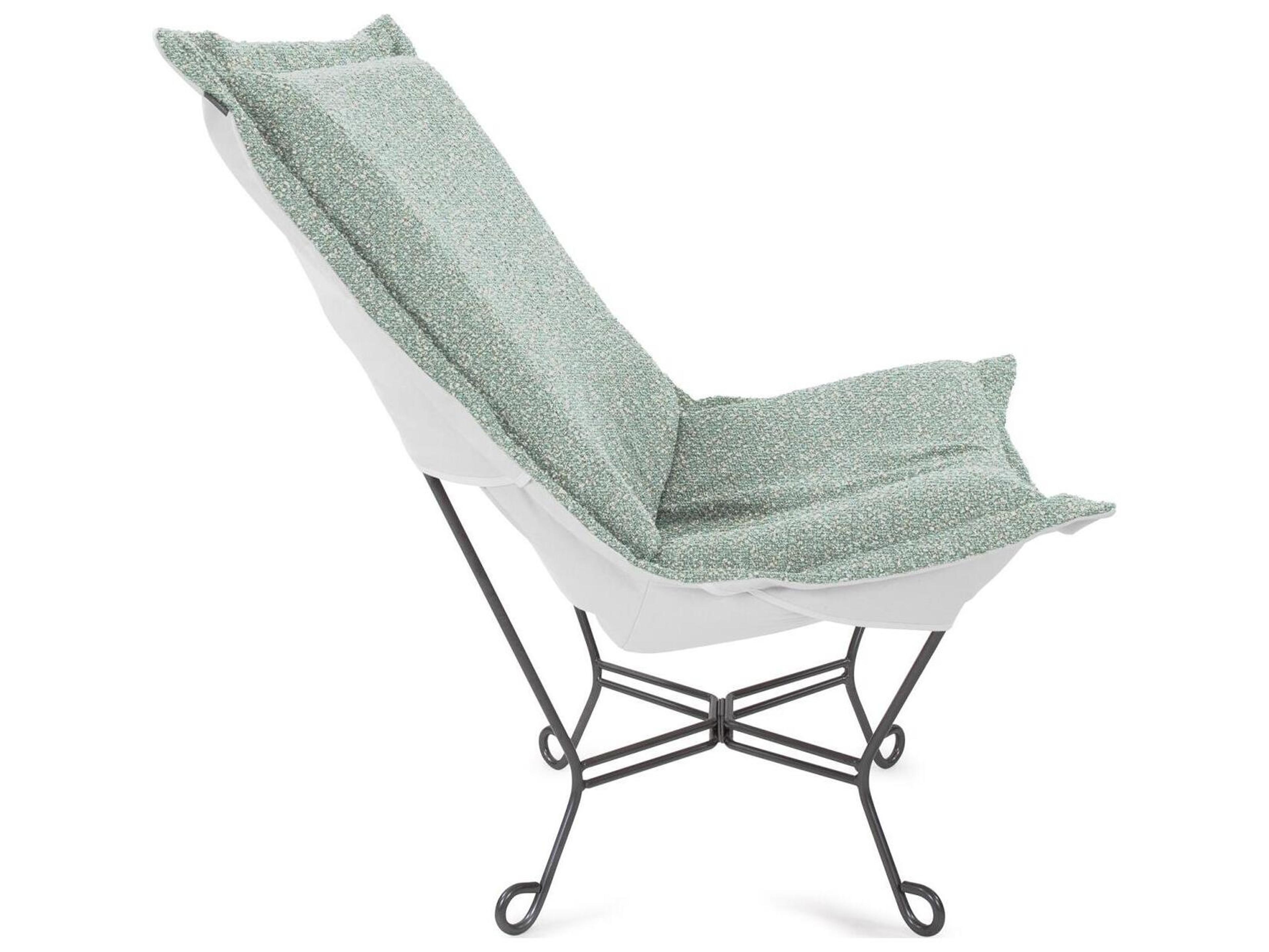 Howard Elliott Outdoor Puff Scroll Alicante Breeze Fabric Cushion Lounge Chair