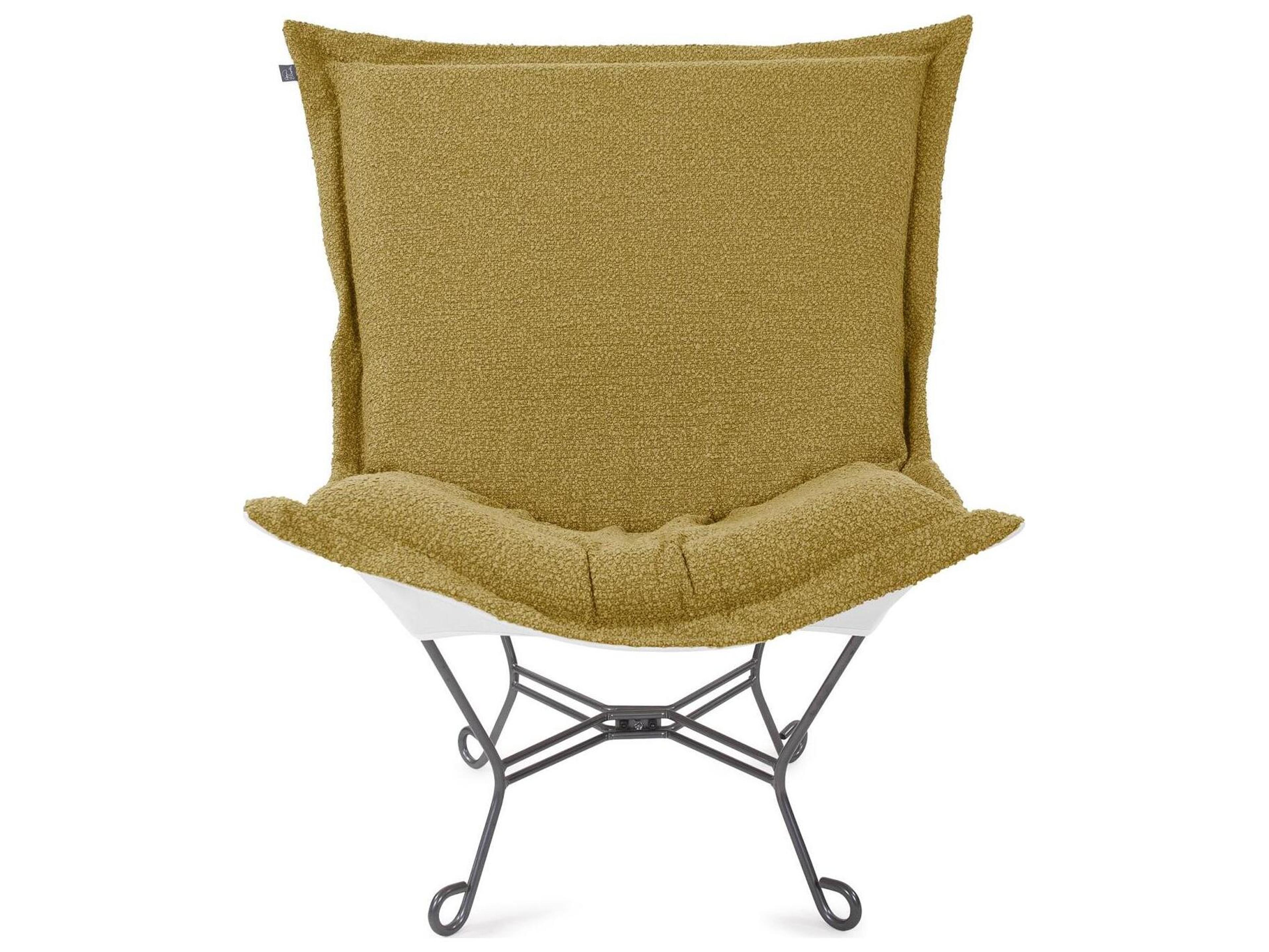 Howard Elliott Outdoor Puff Scroll Alicante Gold Fabric Cushion Lounge Chair