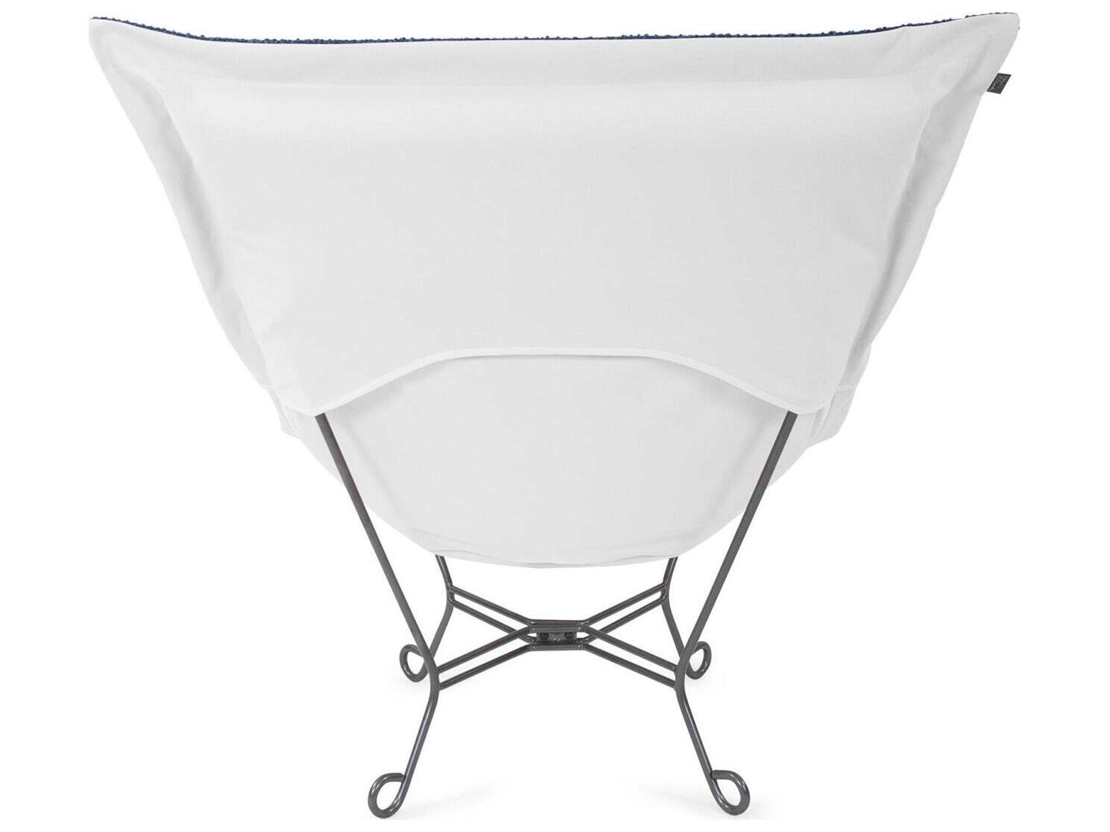 Howard Elliott Outdoor Puff Scroll Alicante Indigo Fabric Cushion Lounge Chair