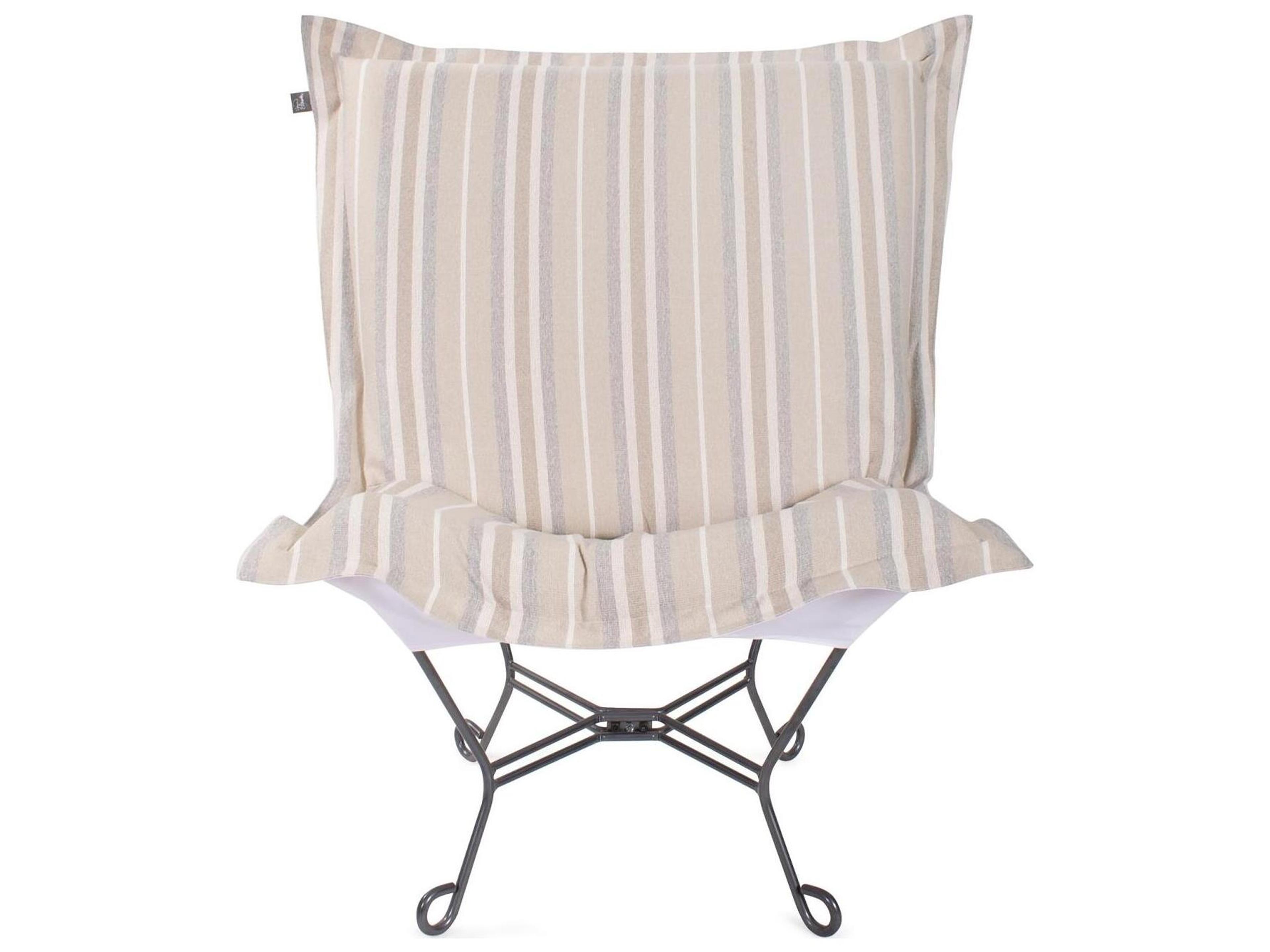 Howard Elliott Outdoor Puff Scroll Dune Sand Fabric Cushion Lounge Chair