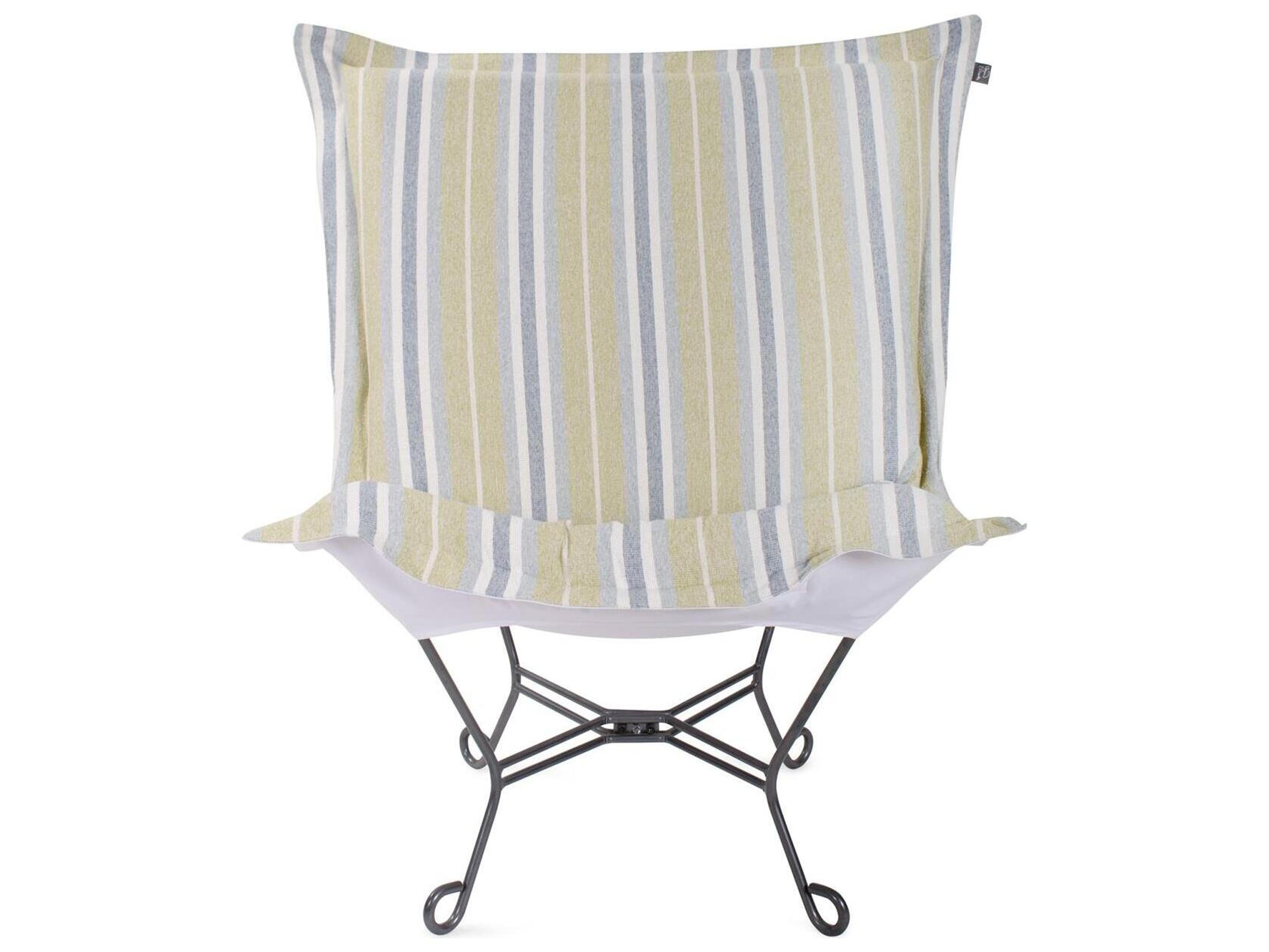 Howard Elliott Outdoor Puff Scroll Dune Moss Fabric Cushion Lounge Chair