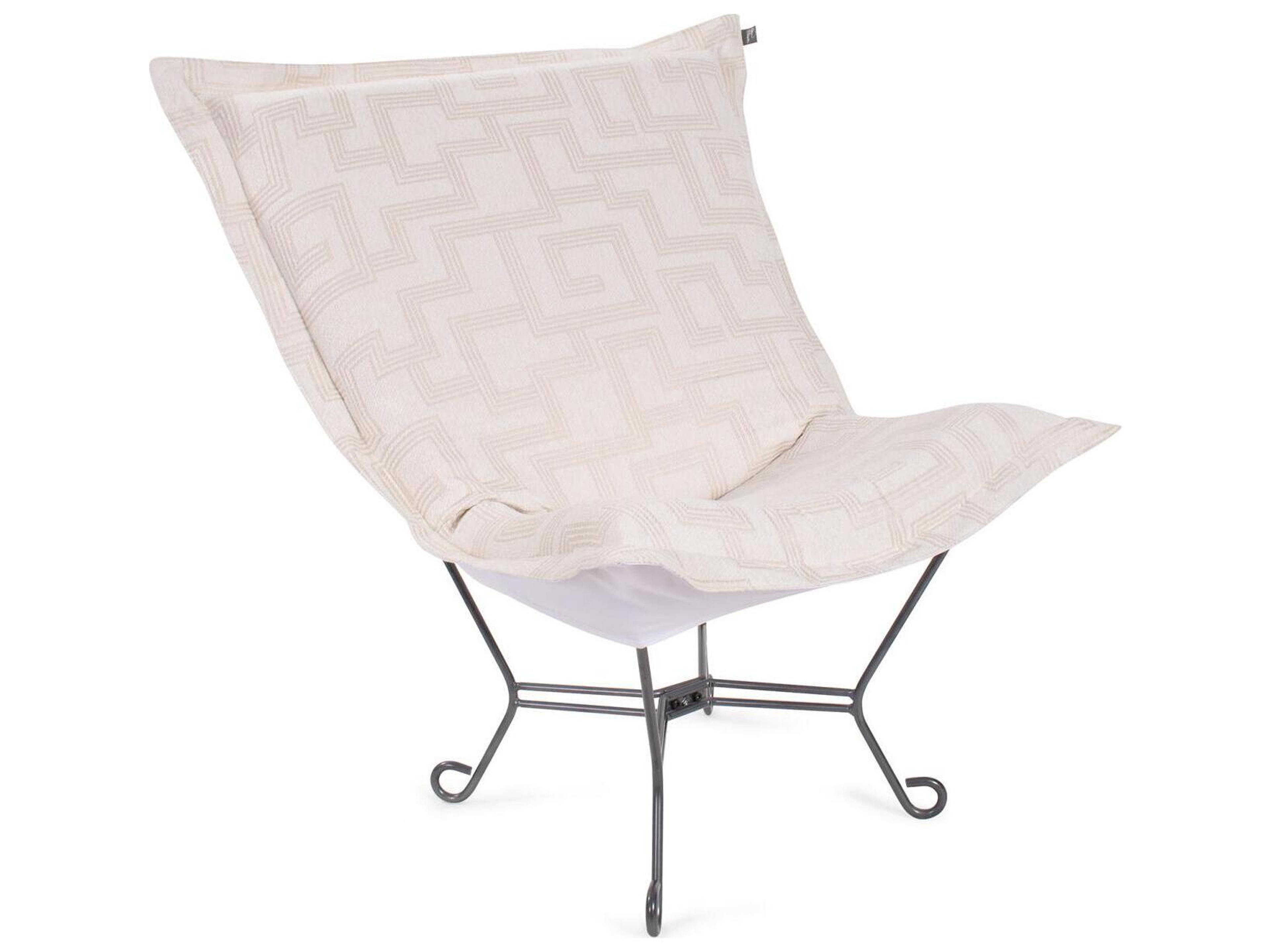 Puff Scroll Syros Natural Fabric Cushion Lounge Chair
