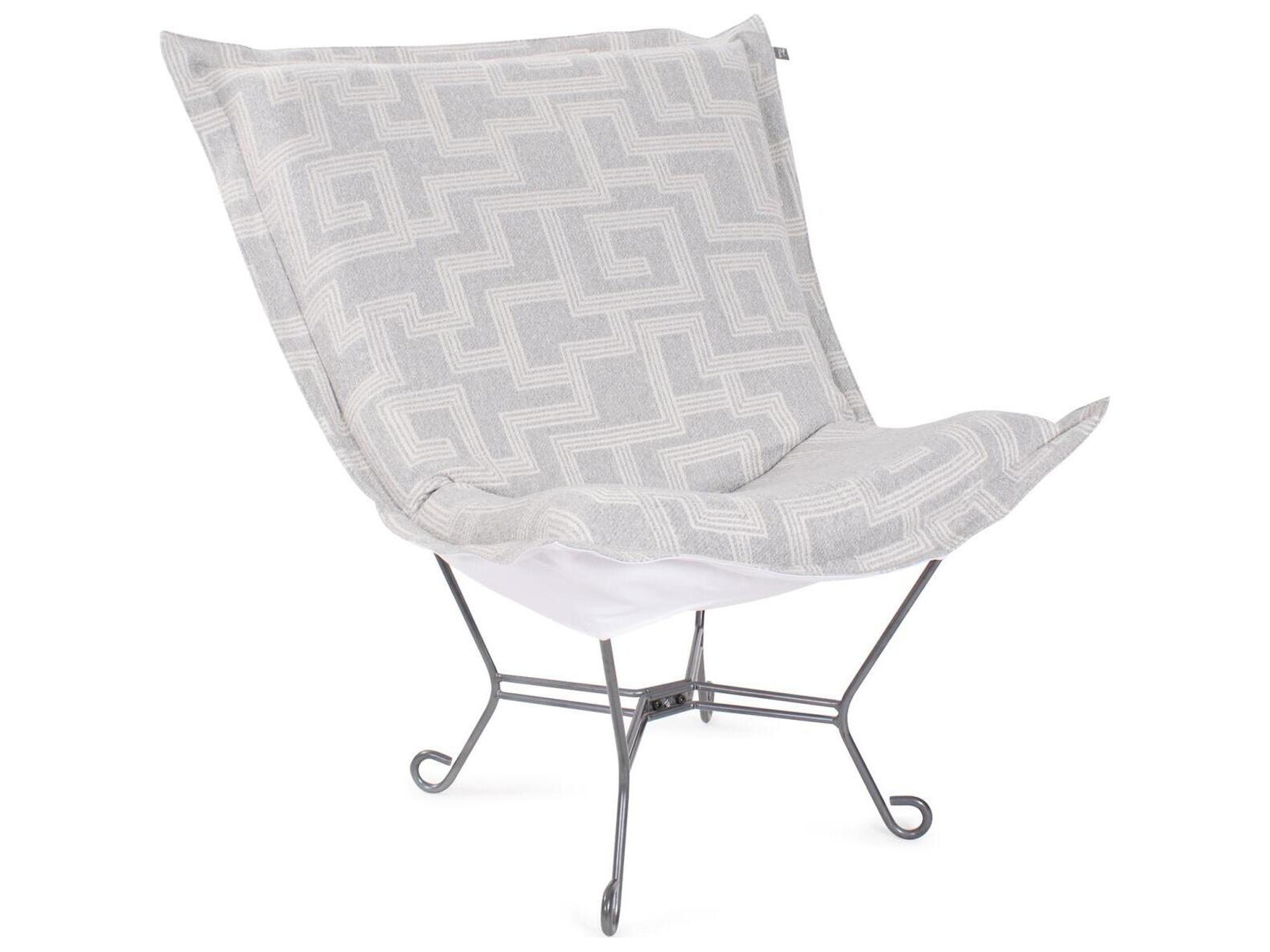 Puff Scroll Syros Fog Fabric Cushion Lounge Chair