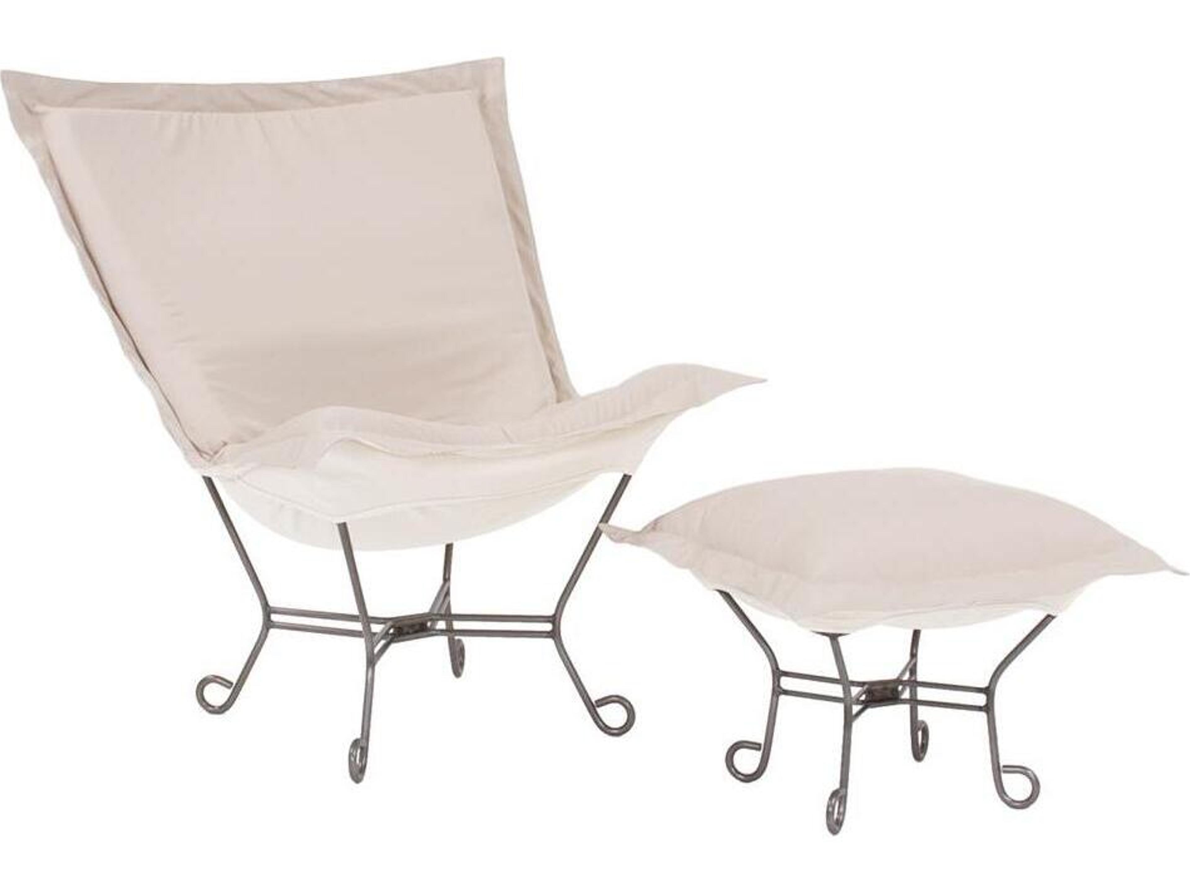 Howard Elliott Outdoor Puff Scroll Seascape Sand Fabric Cushion Lounge Chair