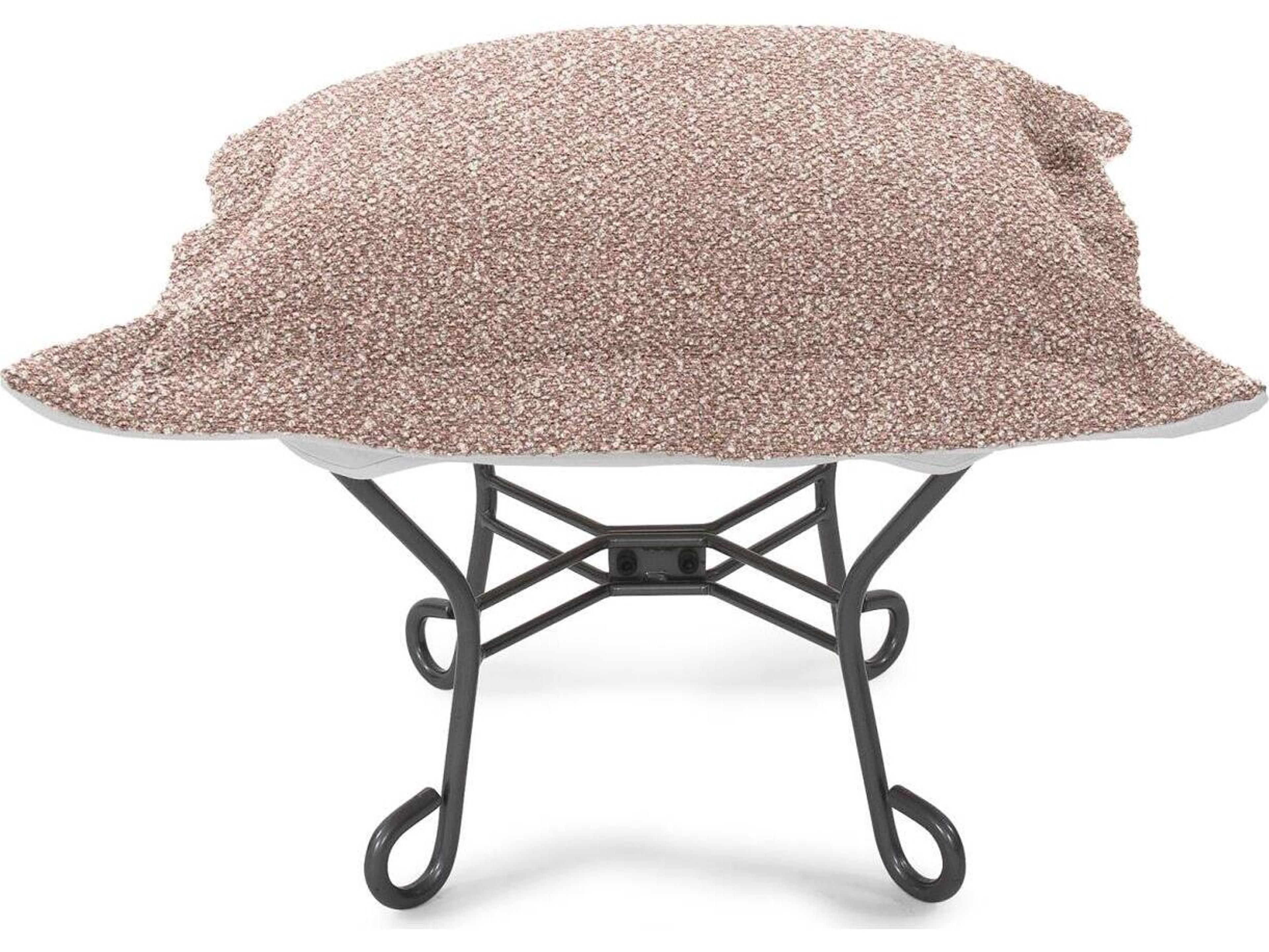 Howard Elliott Outdoor Puff Scroll Alicante Blush Fabric Cushion Ottoman