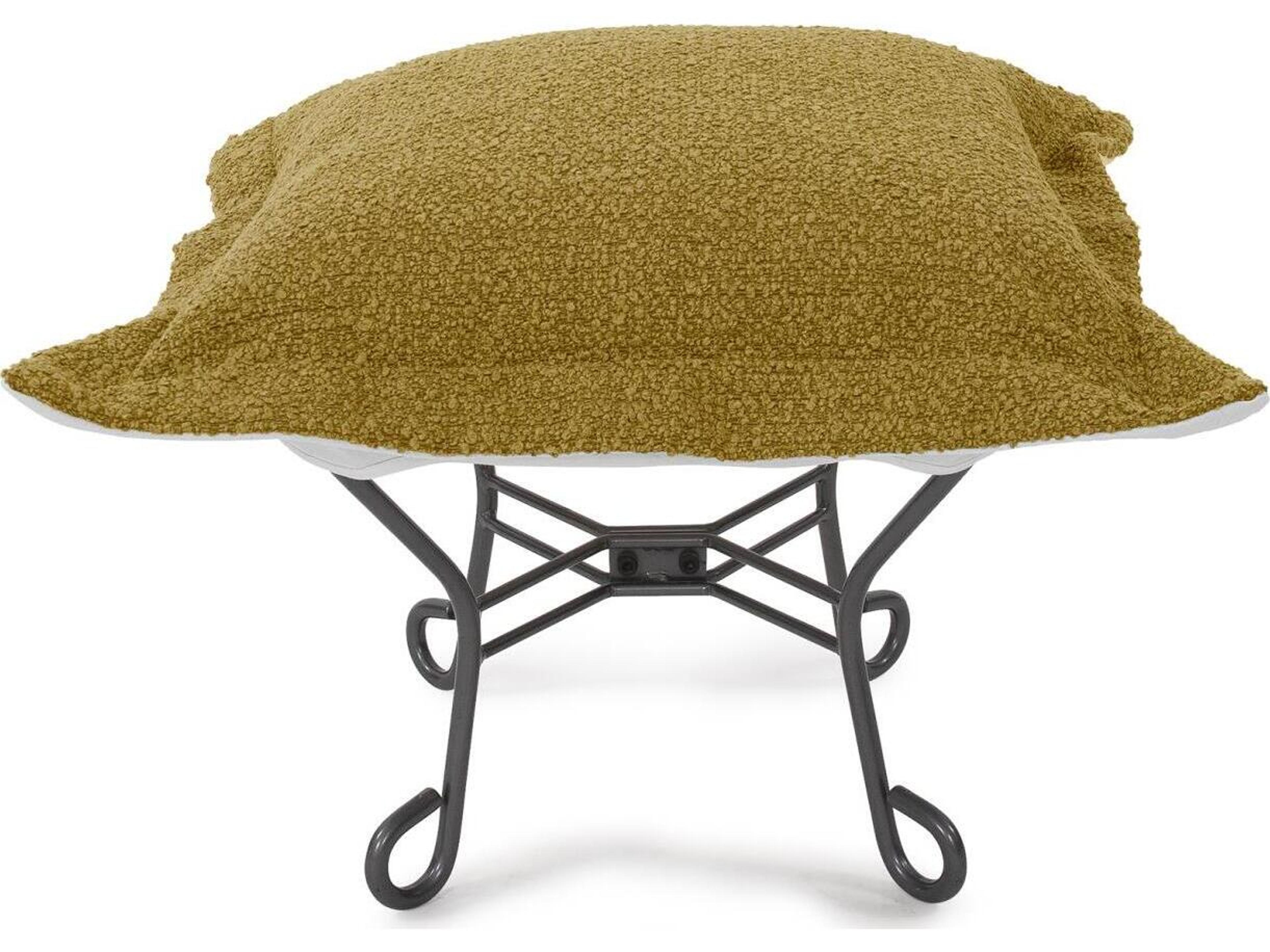 Howard Elliott Outdoor Puff Scroll Alicante Gold Fabric Cushion Ottoman