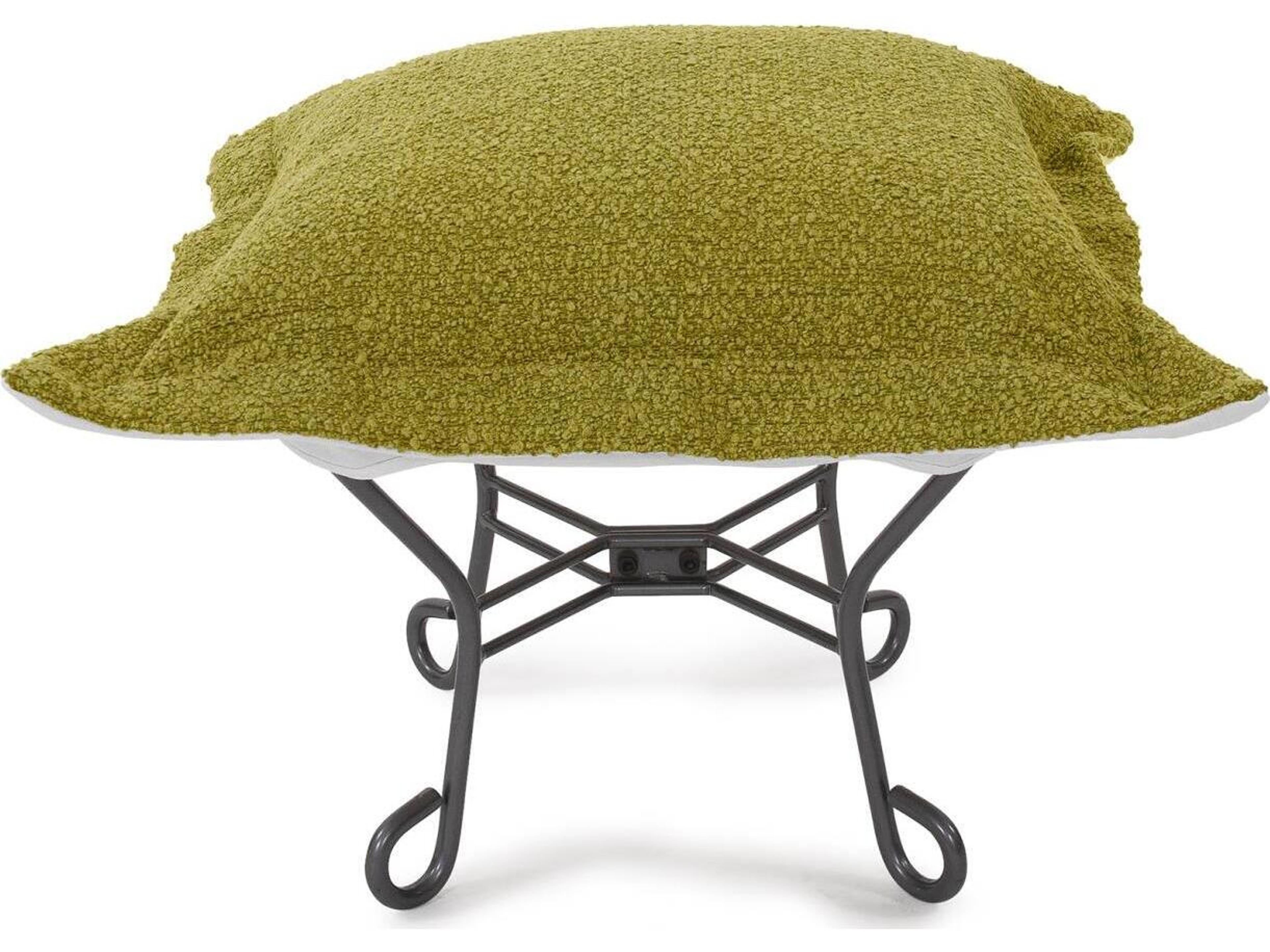 Howard Elliott Outdoor Puff Scroll Alicante Moss Fabric Cushion Ottoman