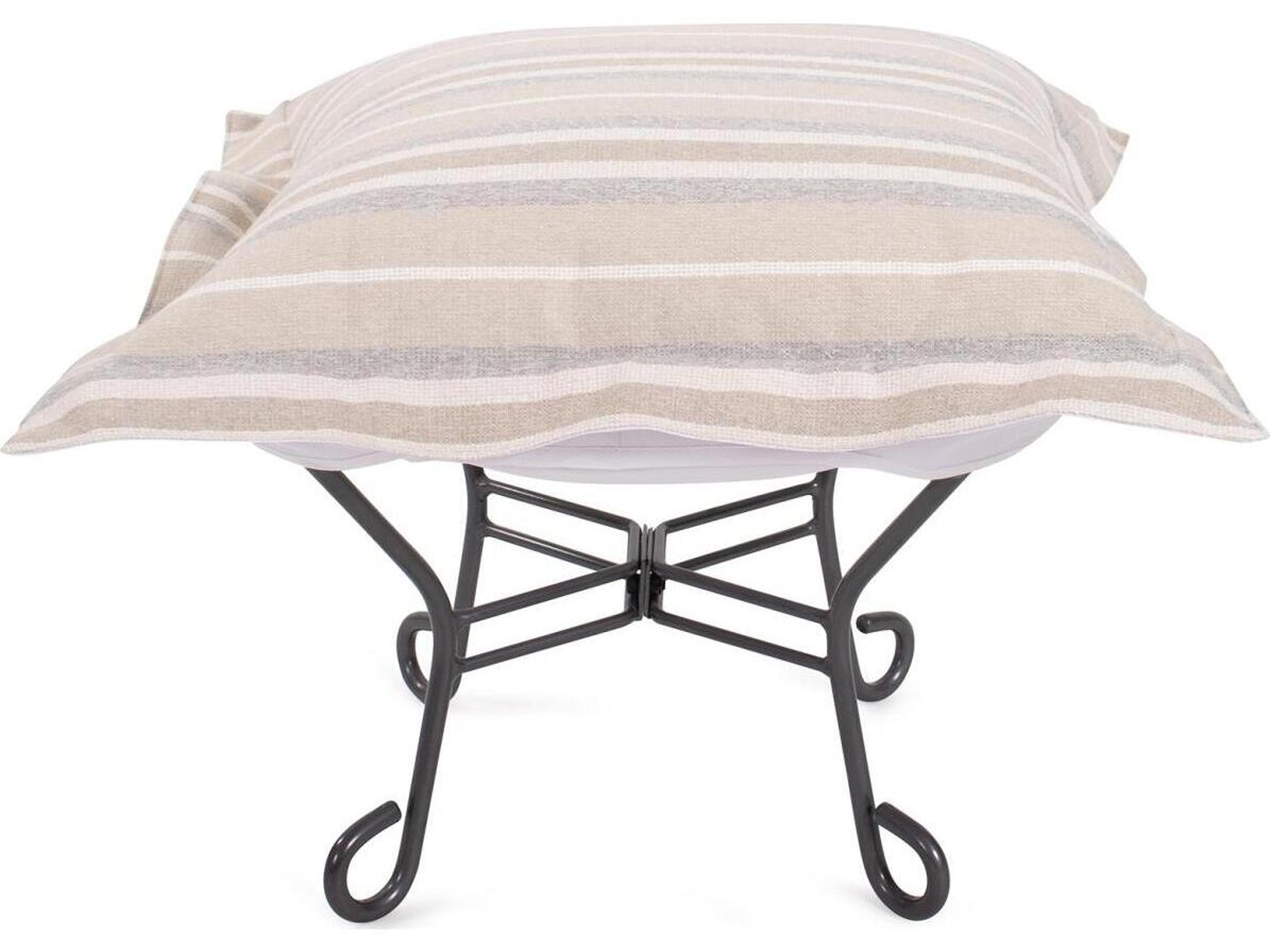 Howard Elliott Outdoor Puff Scroll Dune Sand Fabric Cushion Ottoman