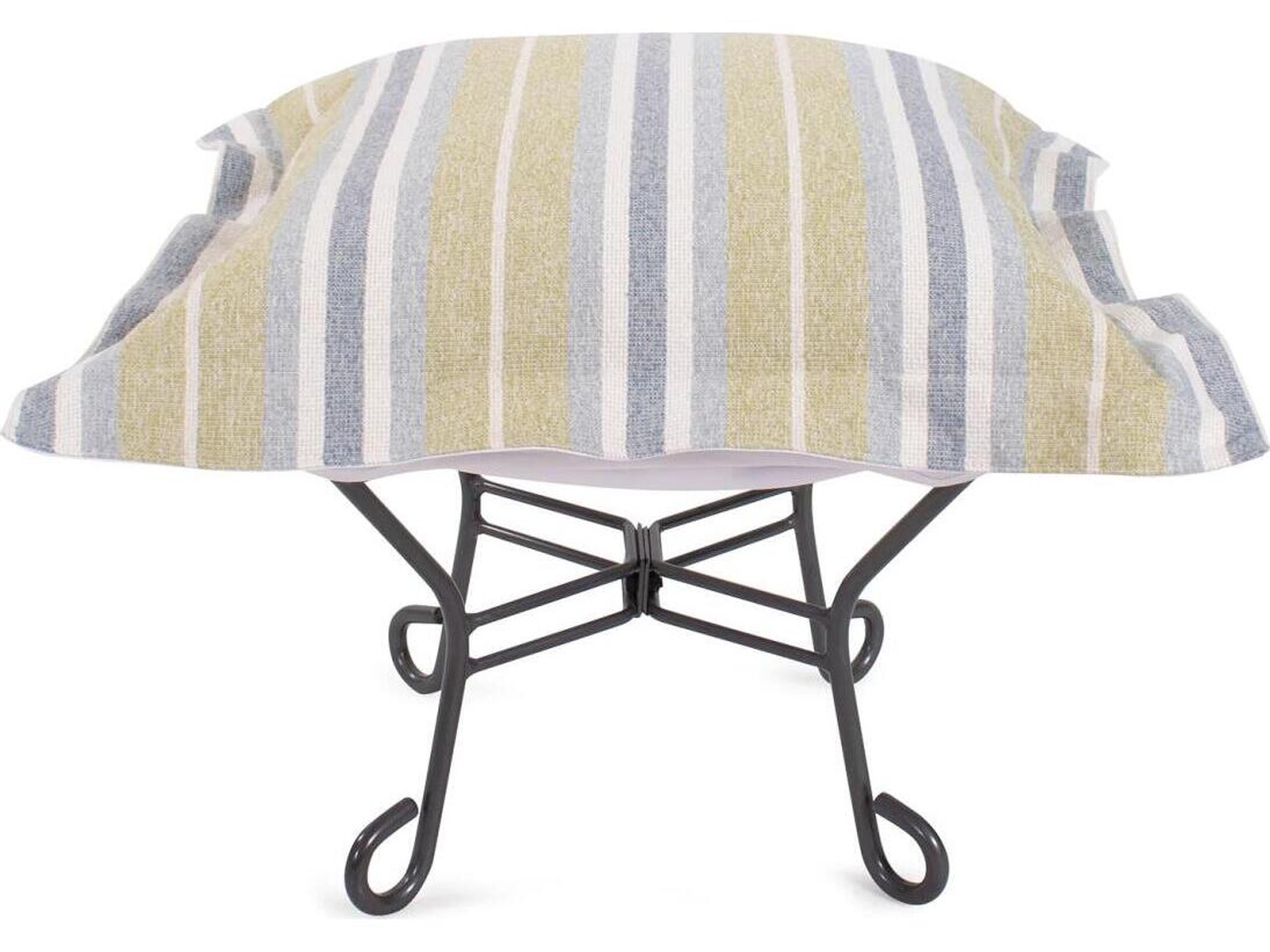 Howard Elliott Outdoor Puff Scroll Dune Moss Fabric Cushion Ottoman
