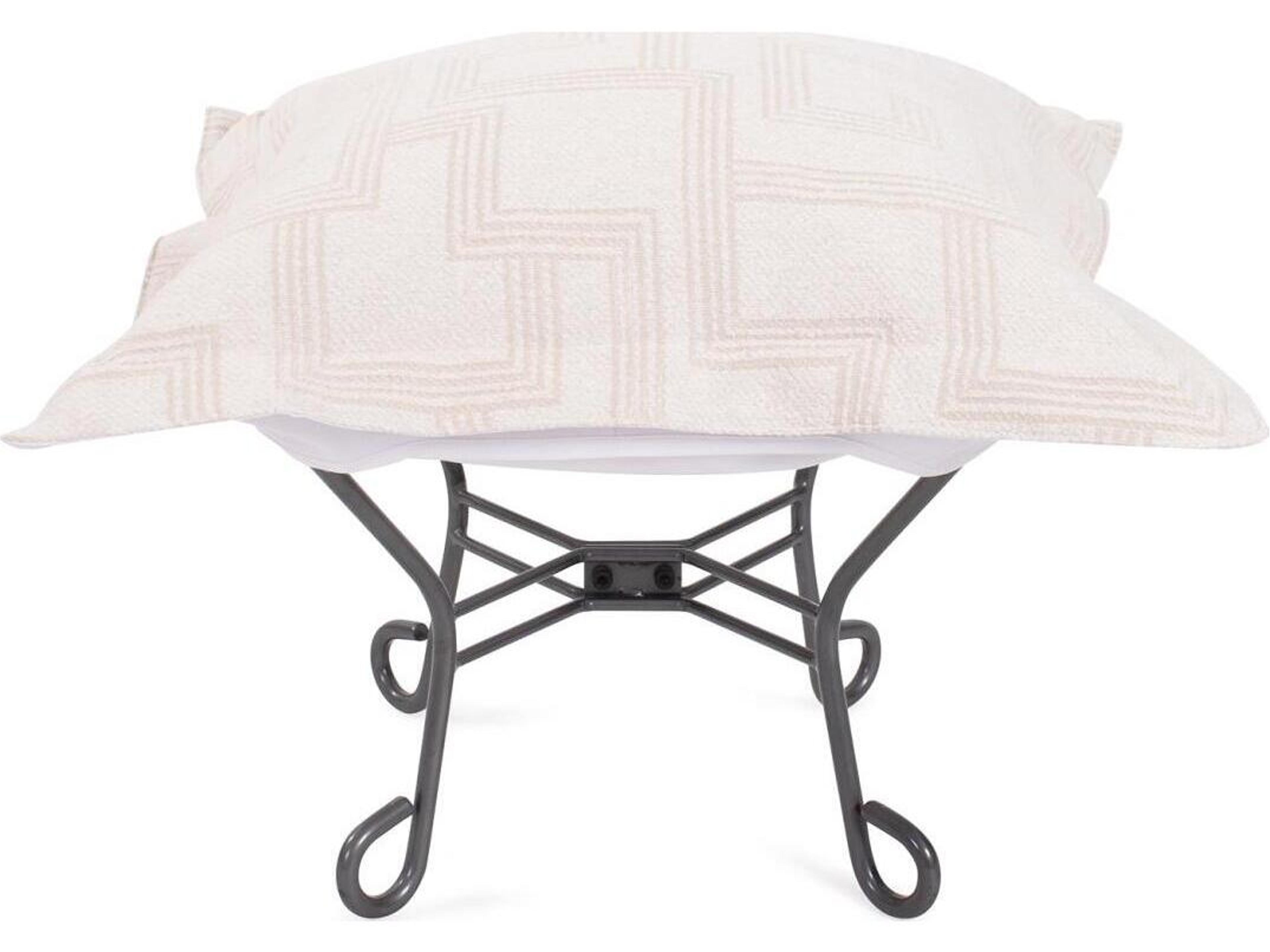 Howard Elliott Outdoor Puff Scroll Syros Natural Fabric Cushion Ottoman