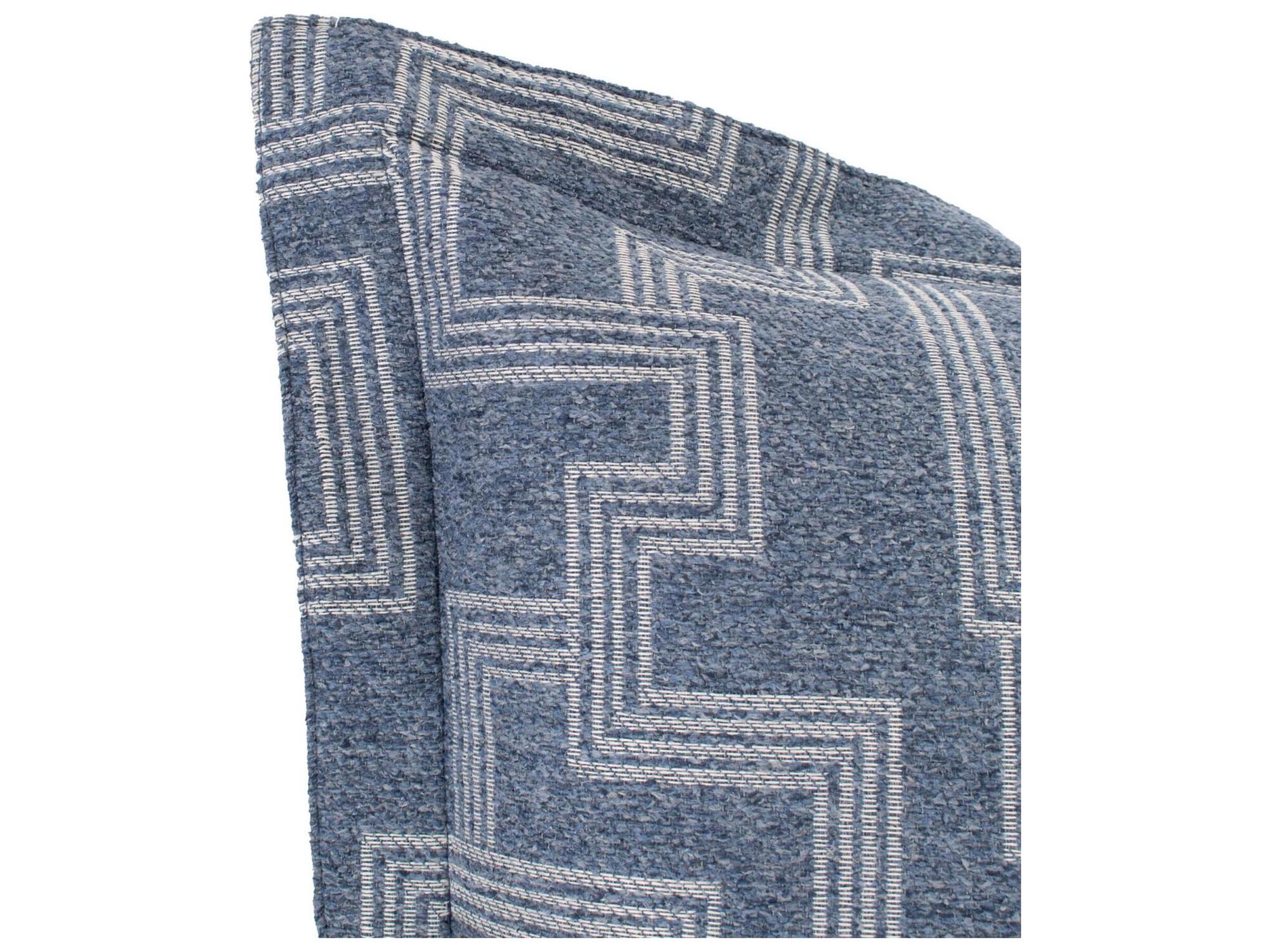 Howard Elliott Outdoor Puff Scroll Syros Denim Fabric Cushion Ottoman