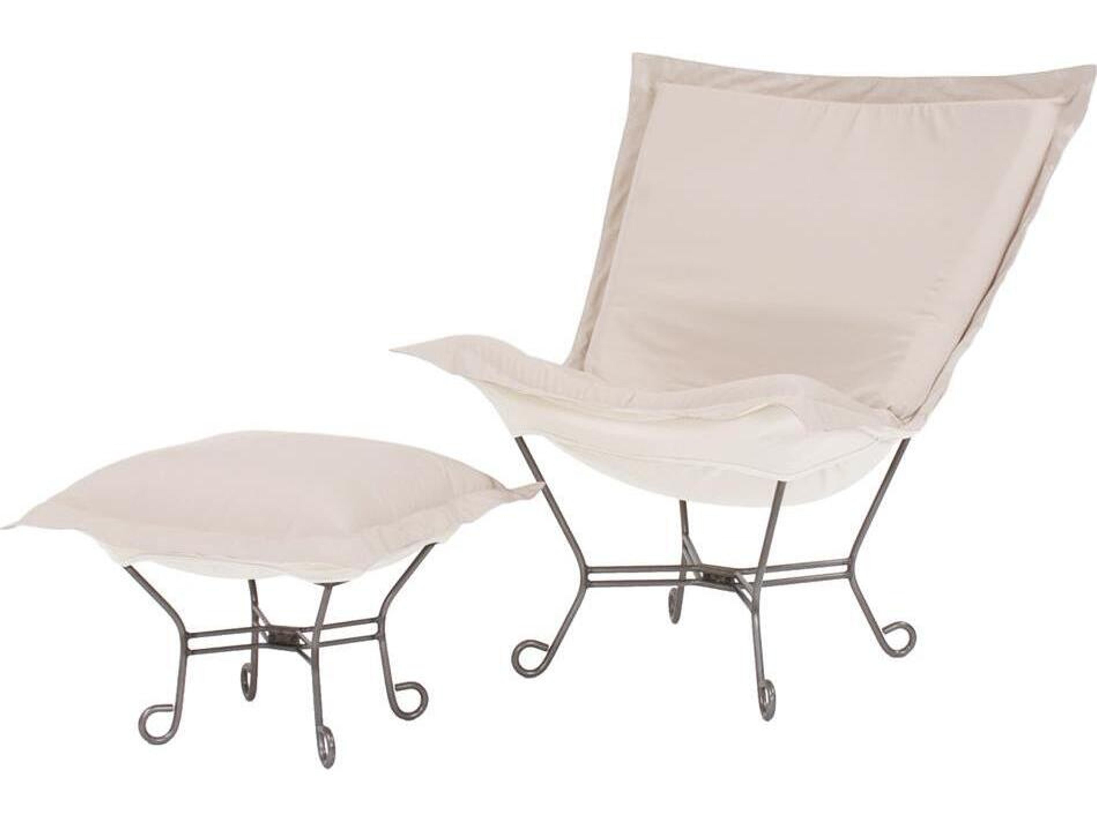 Howard Elliott Outdoor Puff Scroll Seascape Sand Fabric Cushion Ottoman