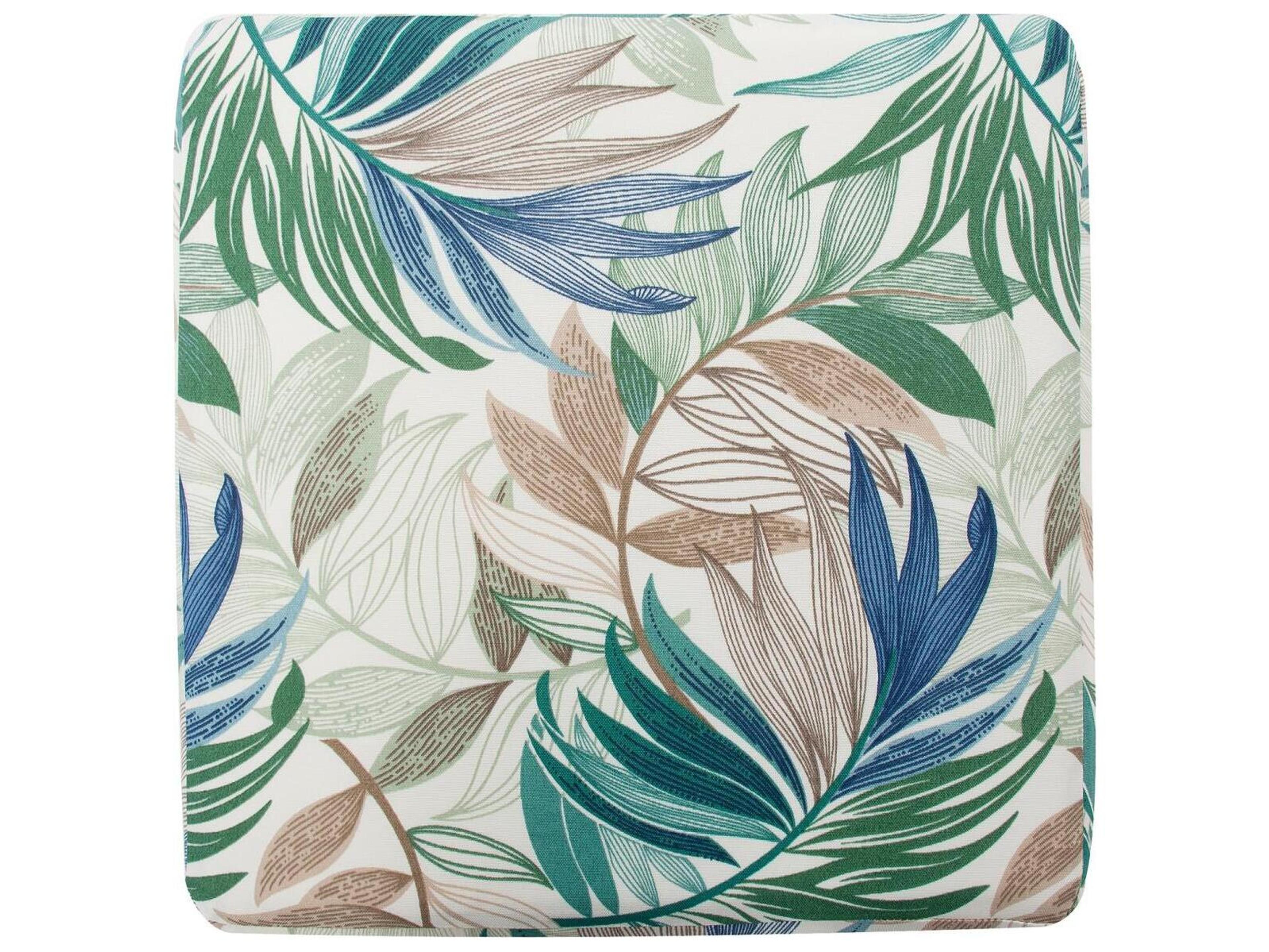 Howard Elliott Outdoor No Tip Fern Indigo Fabric Cushion Ottoman