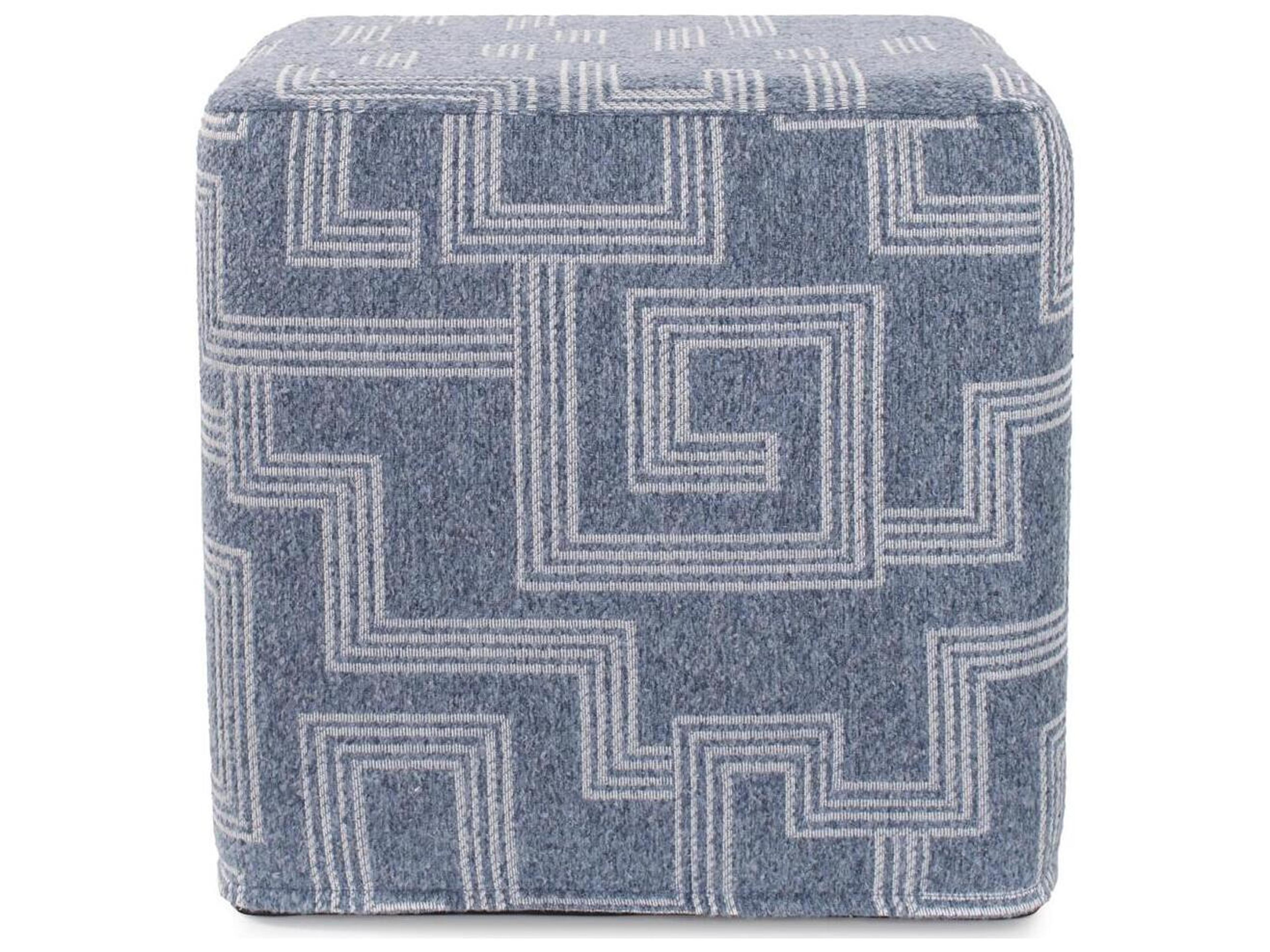 Howard Elliott Outdoor No Tip Syros Denim Fabric Cushion Ottoman
