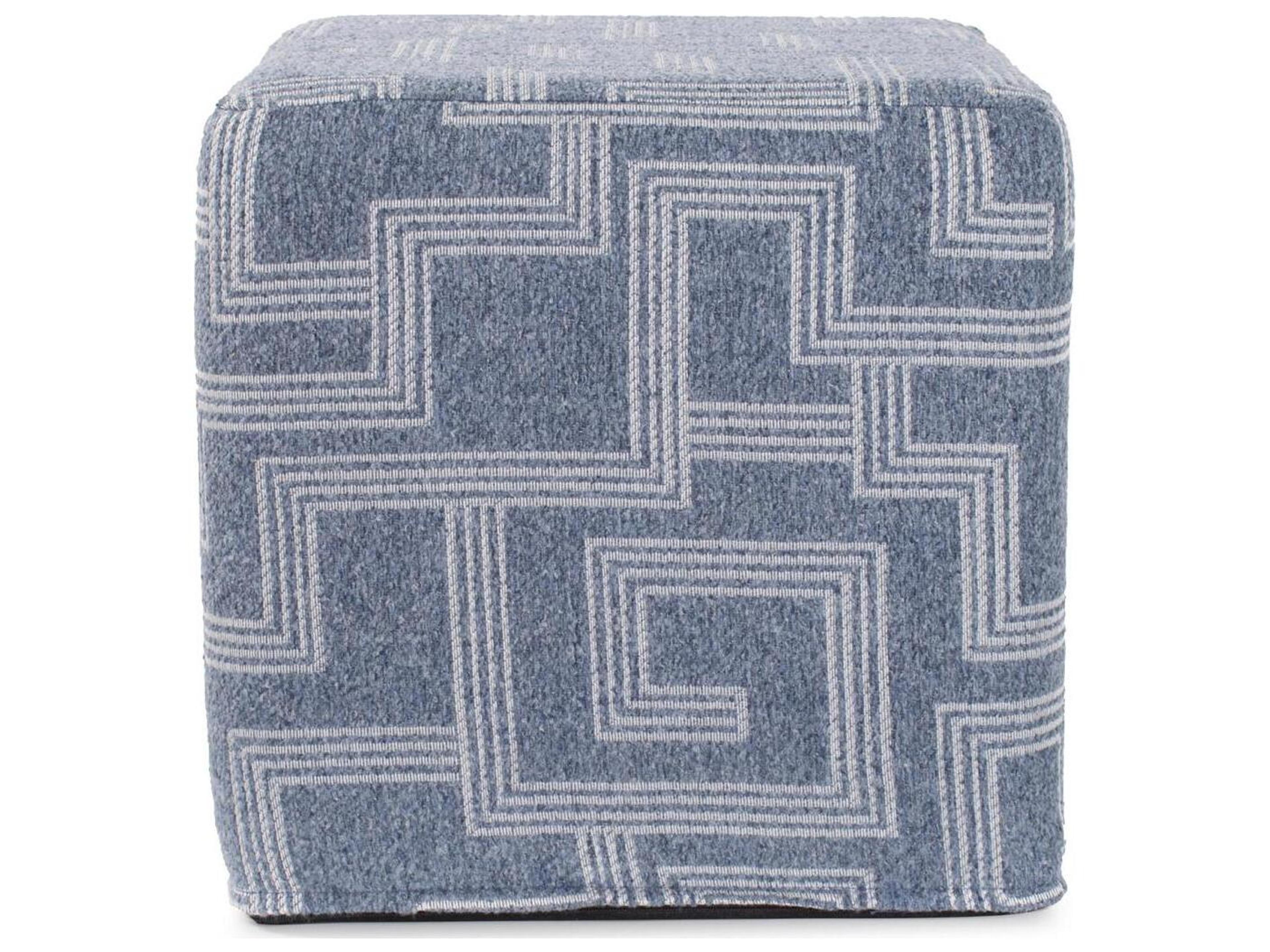 Howard Elliott Outdoor No Tip Syros Denim Fabric Cushion Ottoman