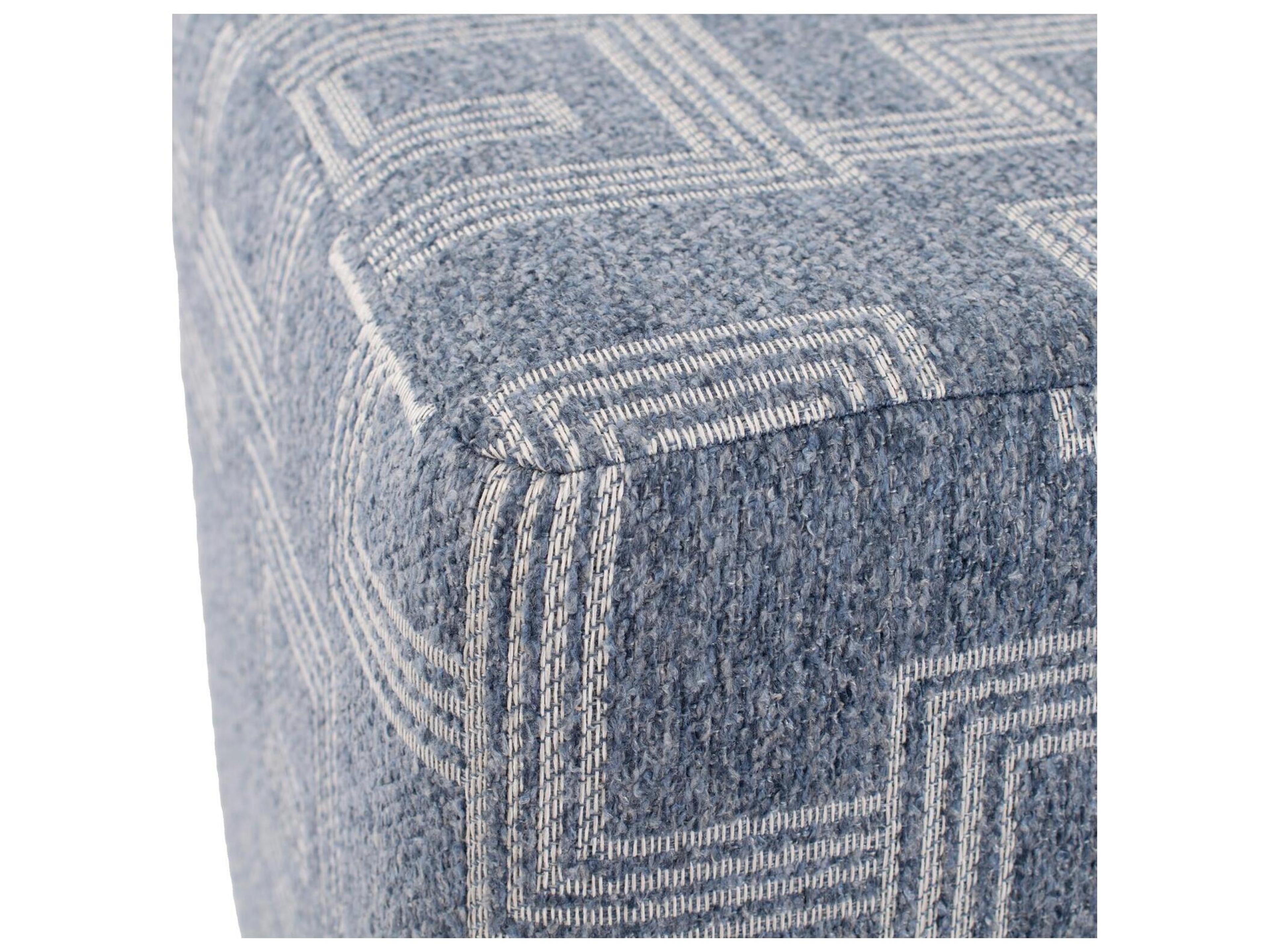 Howard Elliott Outdoor No Tip Syros Denim Fabric Cushion Ottoman