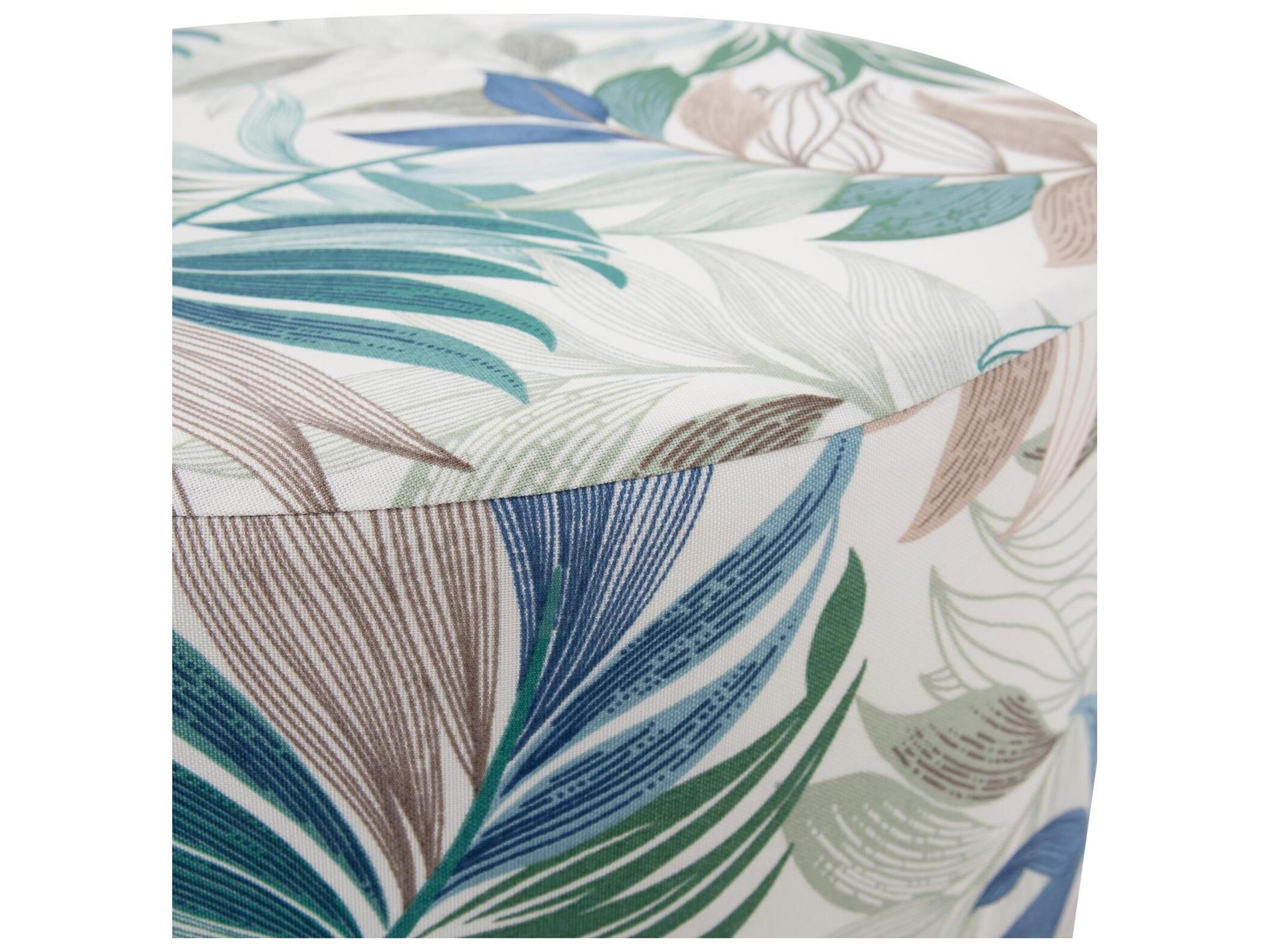 Howard Elliott Outdoor No Tip Fern Indigo Fabric Cushion Ottoman