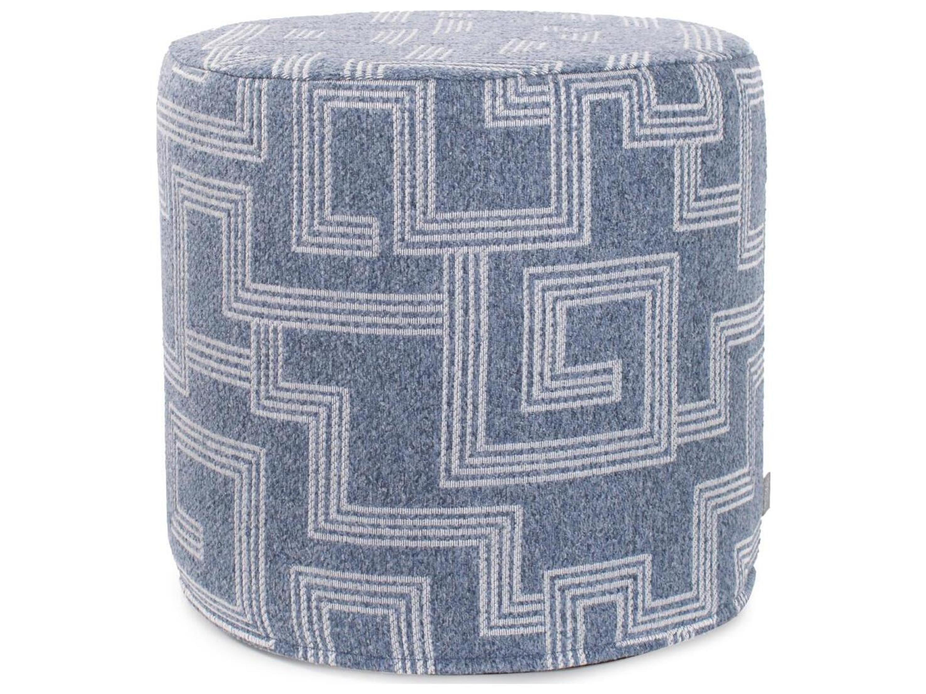 Howard Elliott Outdoor No Tip Syros Denim Fabric Cushion Ottoman