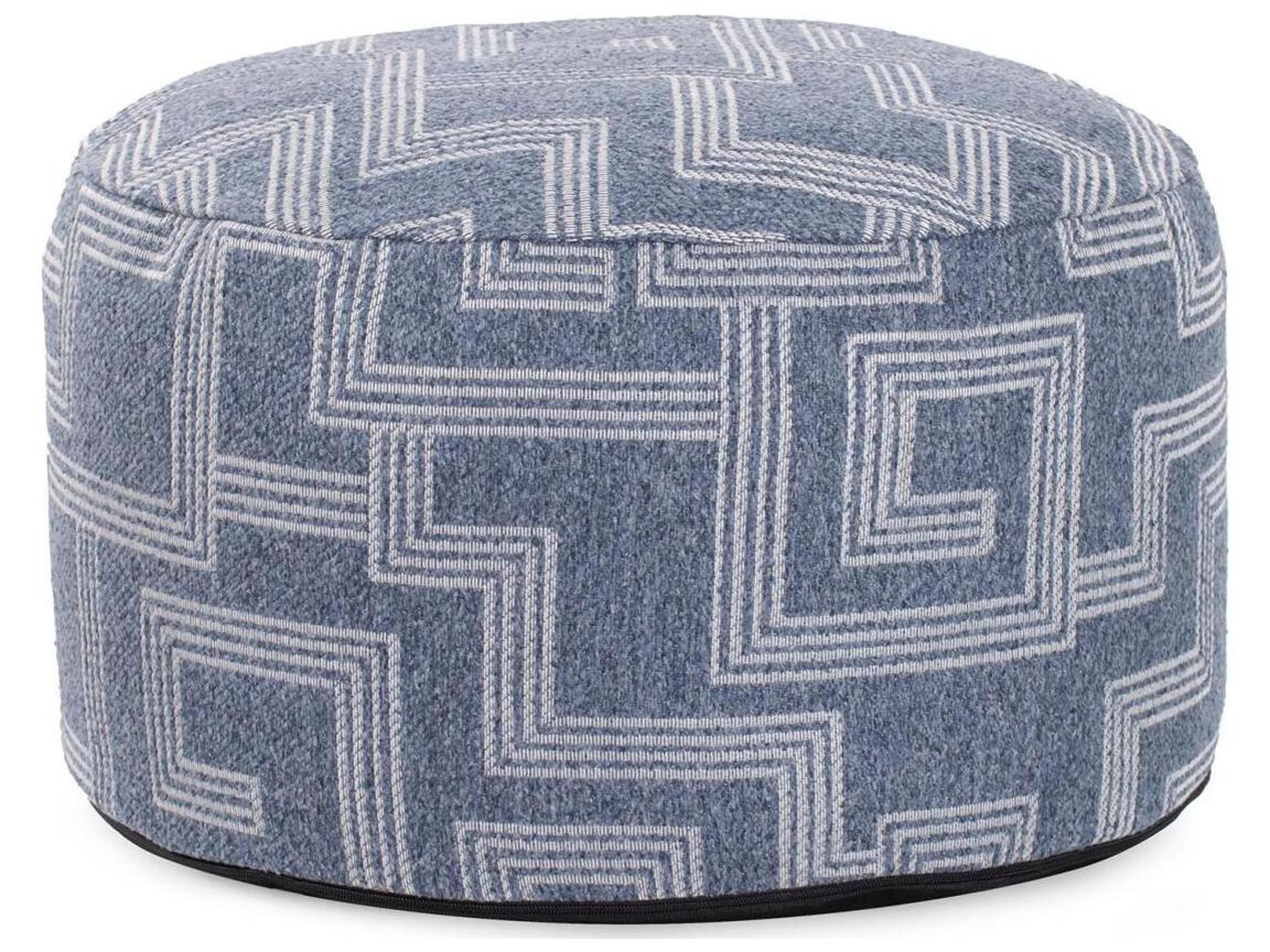 Syros Denim Fabric Cushion Ottoman