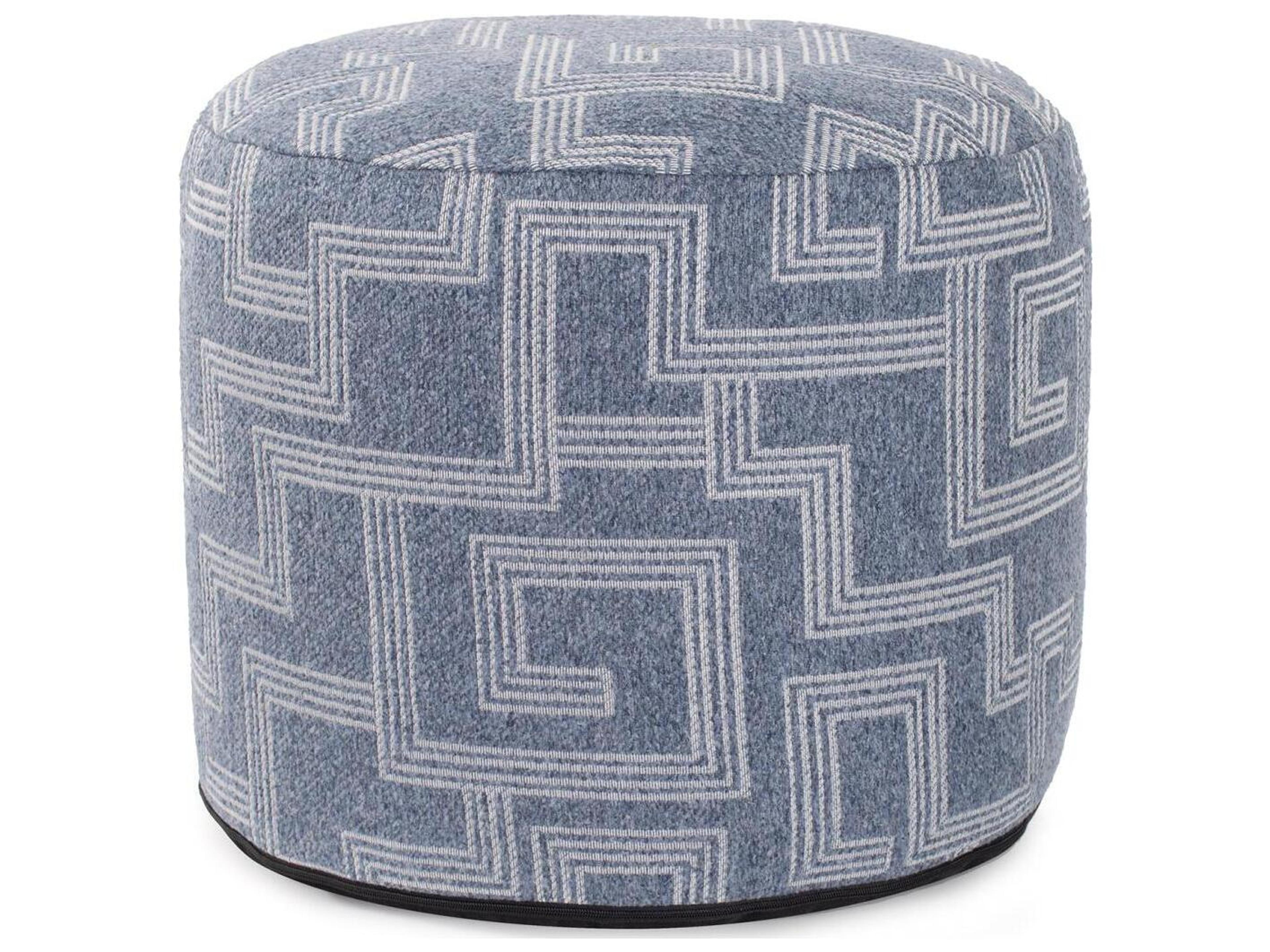 Syros Denim Fabric Cushion Ottoman