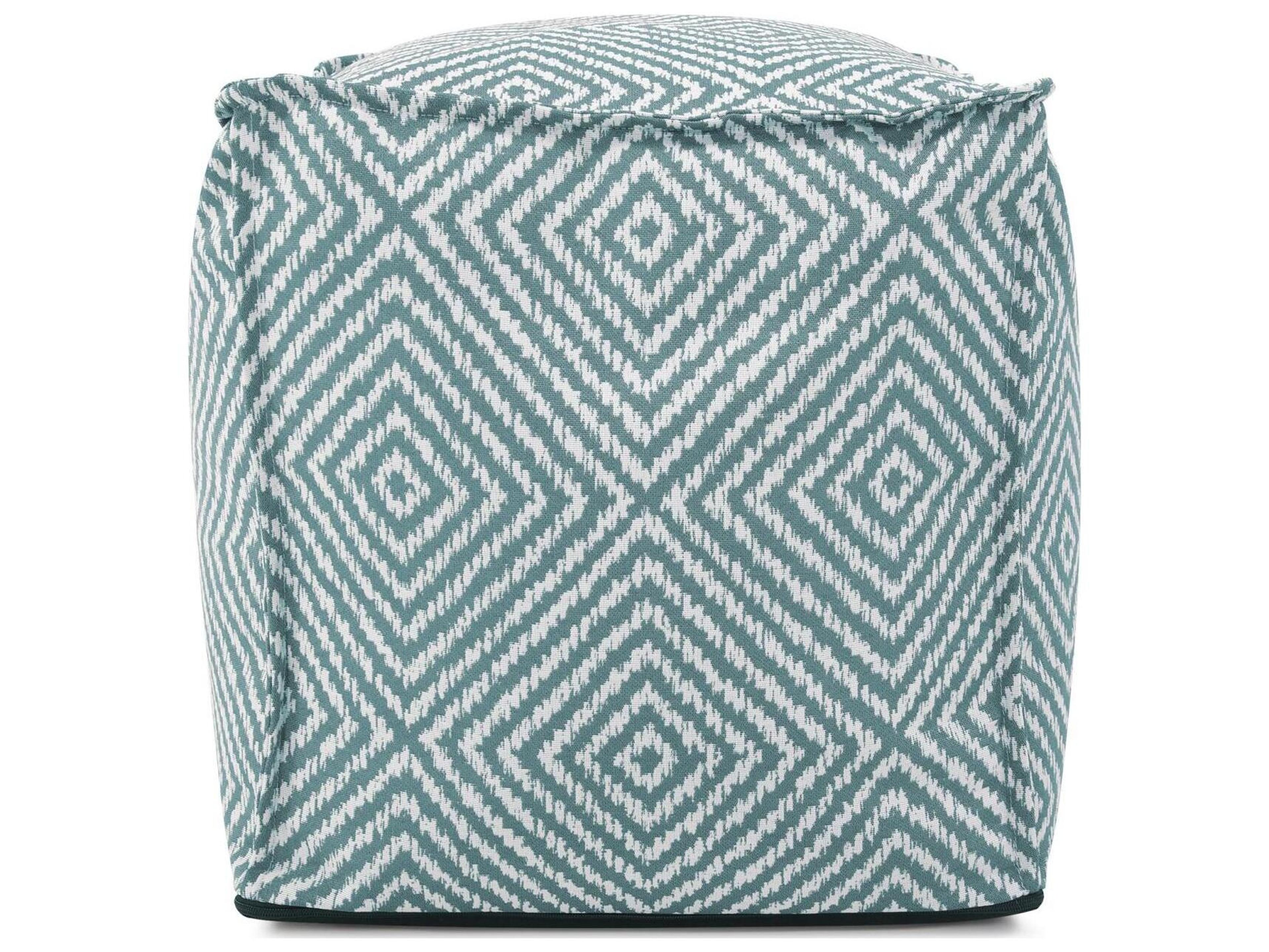 Howard Elliott Outdoor Helm Teal Fabric Cushion Ottoman