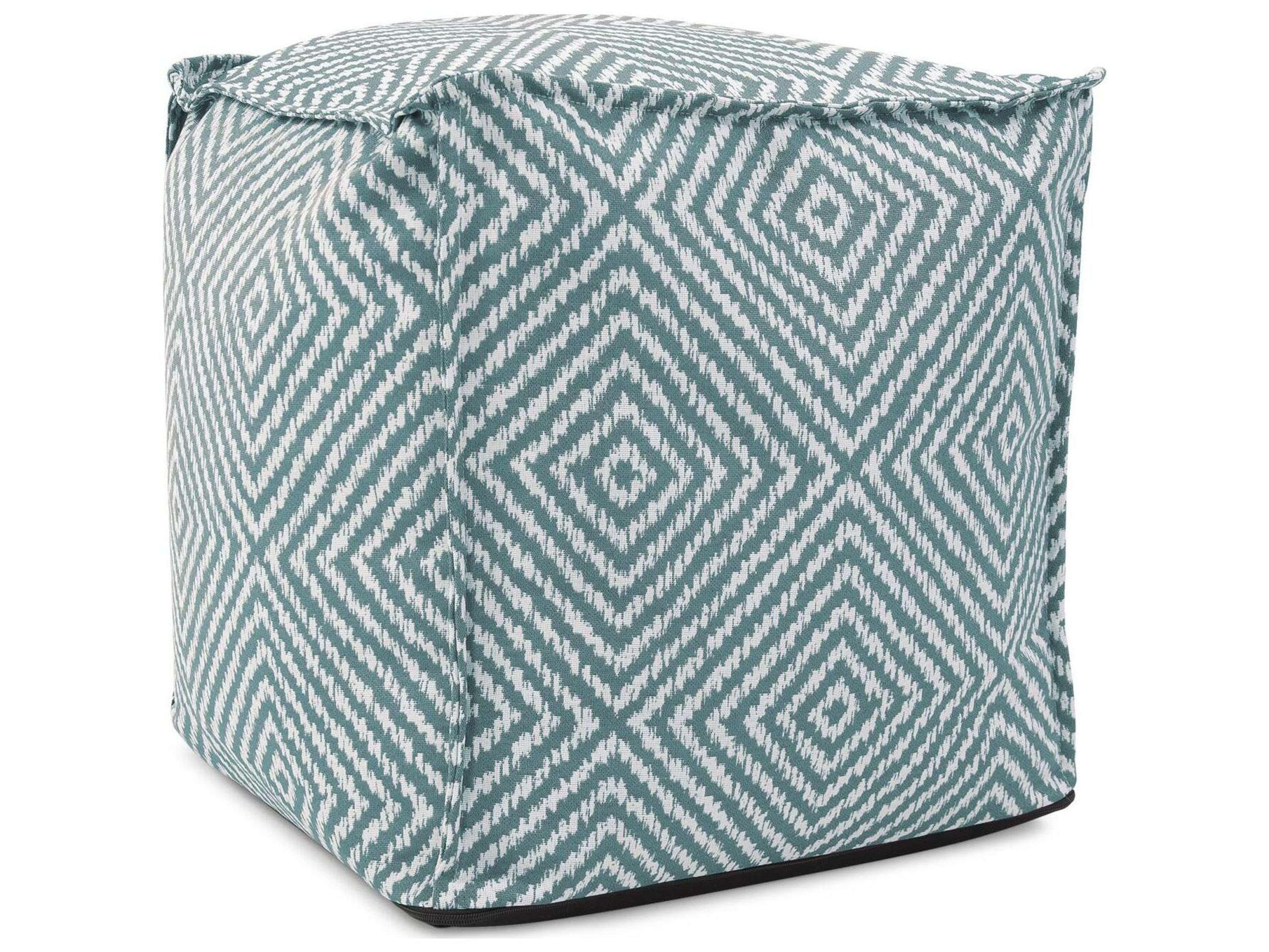 Helm Teal Fabric Cushion Ottoman