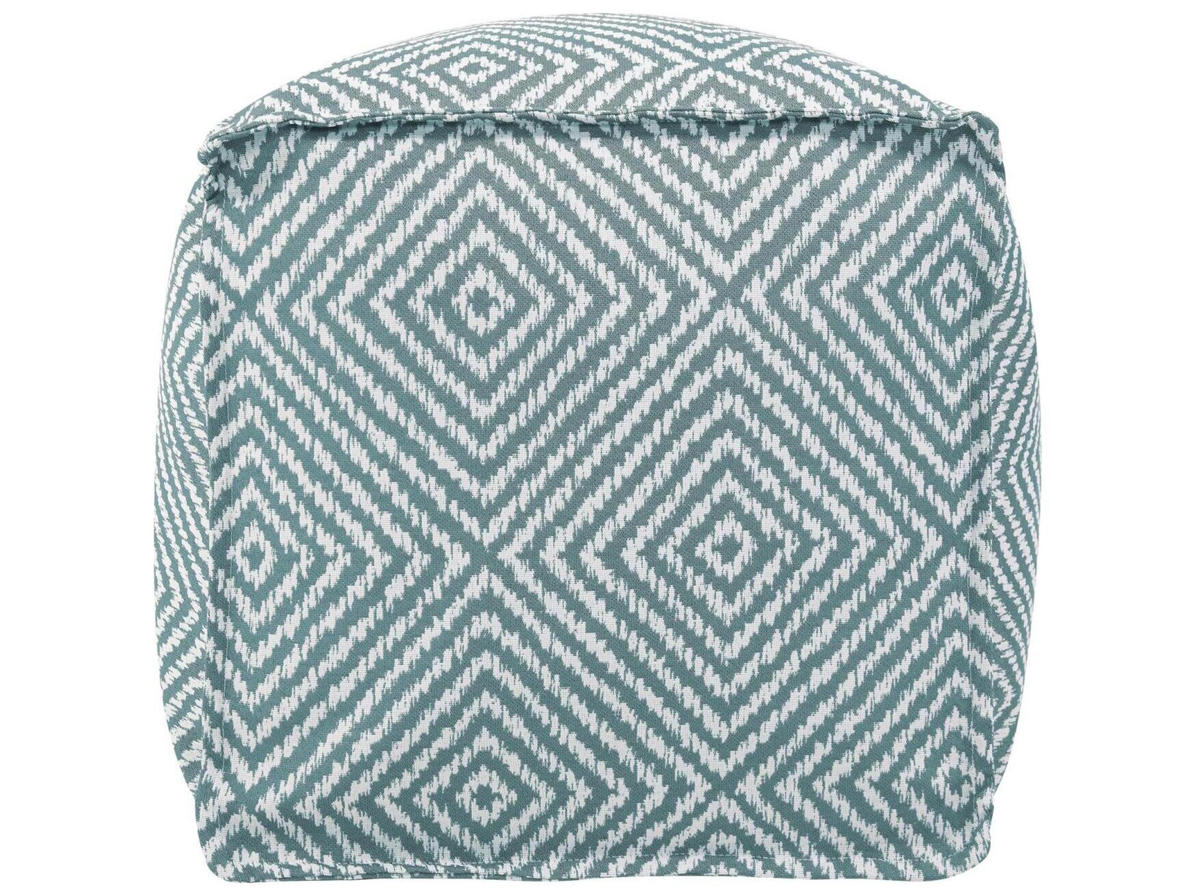 Howard Elliott Outdoor Helm Teal Fabric Cushion Ottoman