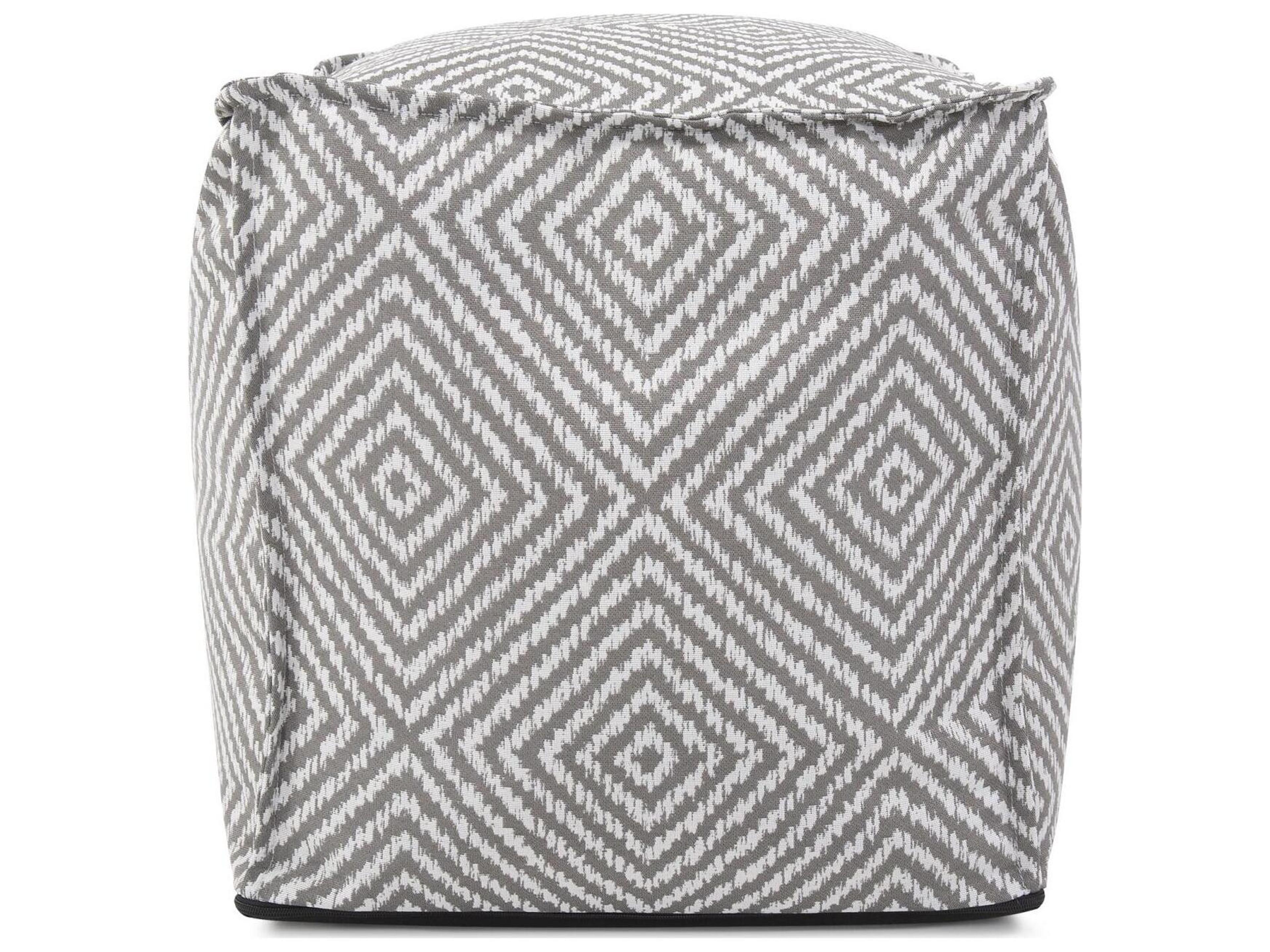 Howard Elliott Outdoor Helm Pewter Fabric Cushion Ottoman