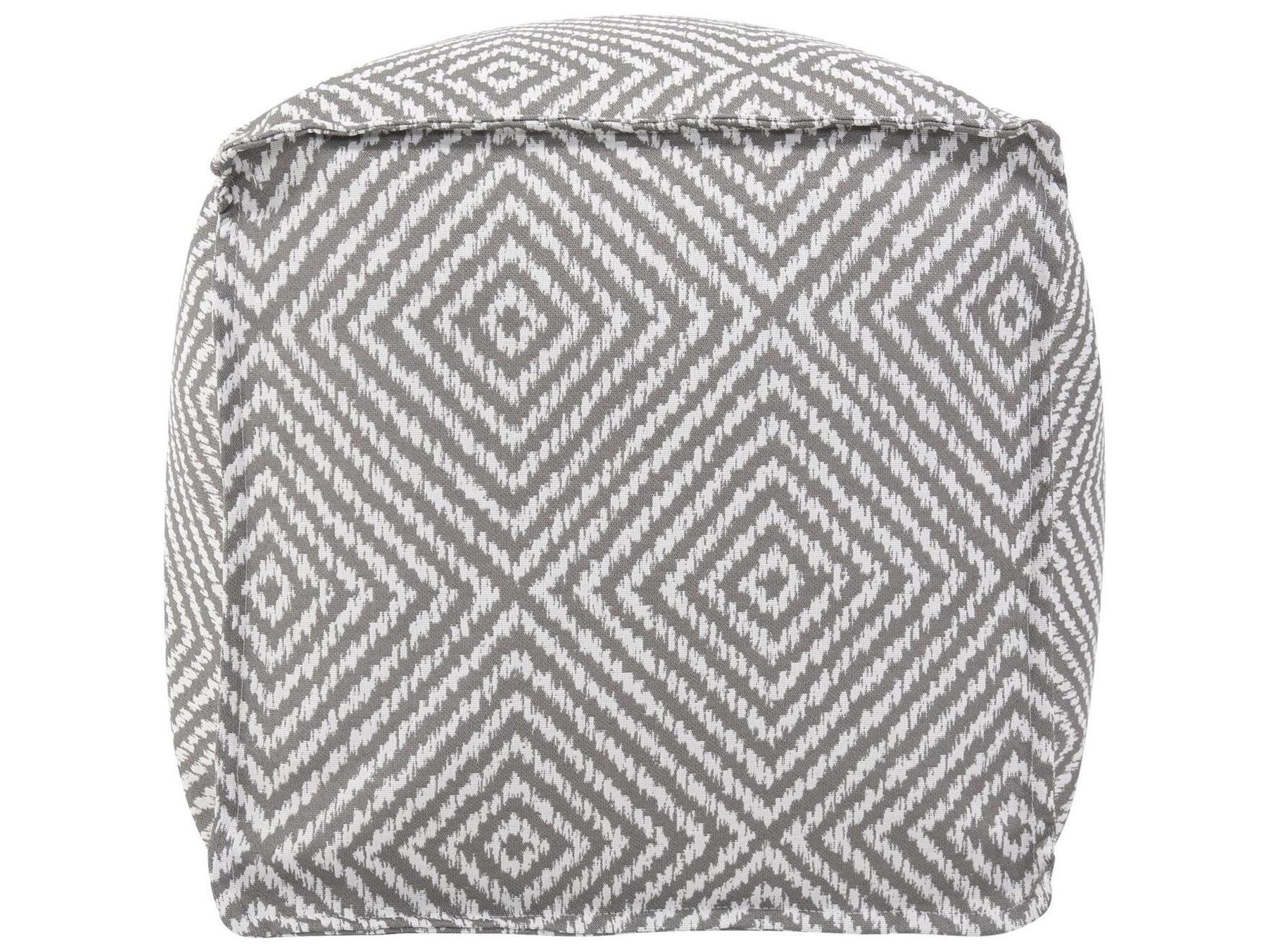 Howard Elliott Outdoor Helm Pewter Fabric Cushion Ottoman