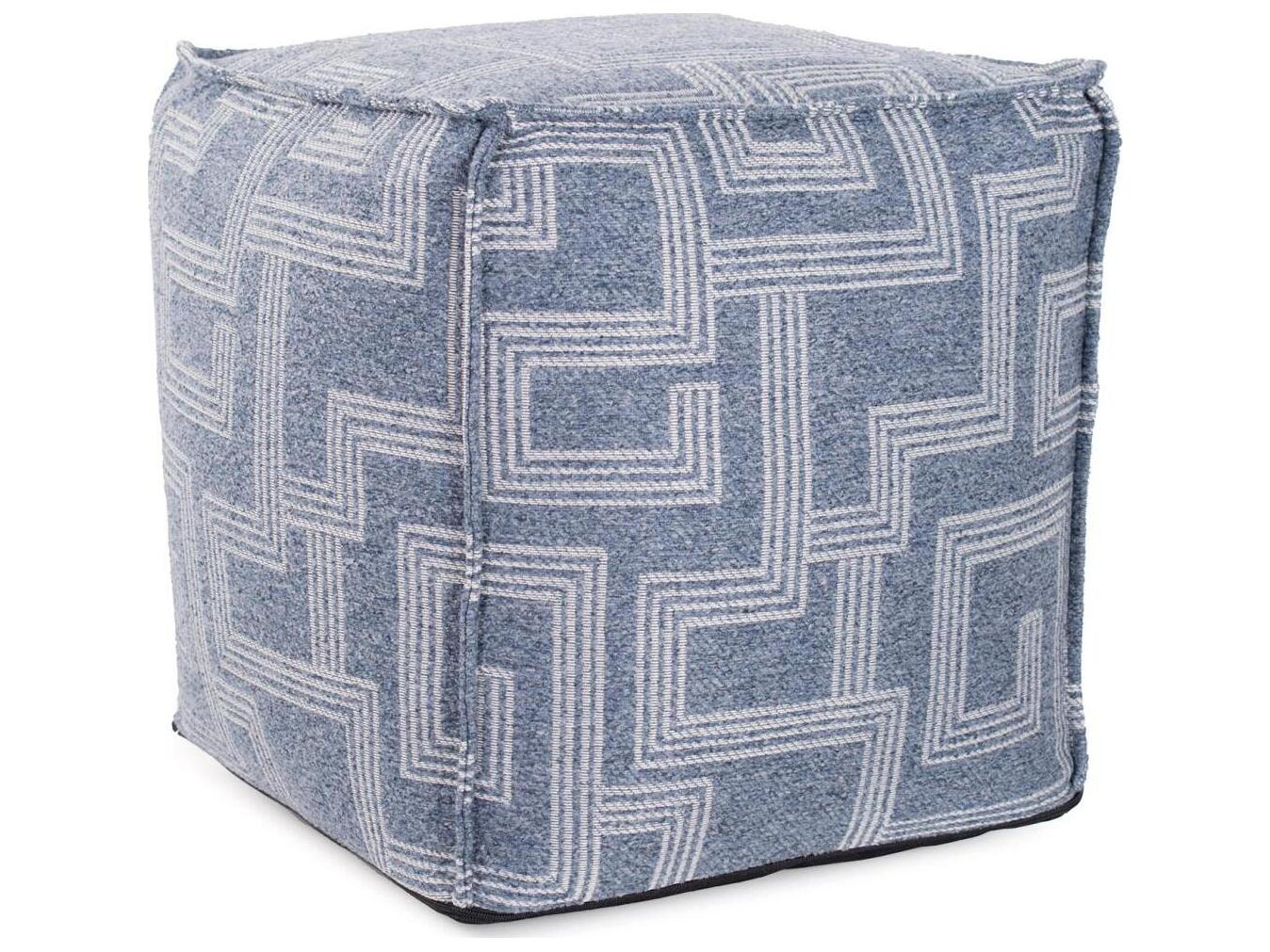 Syros Denim Fabric Cushion Ottoman