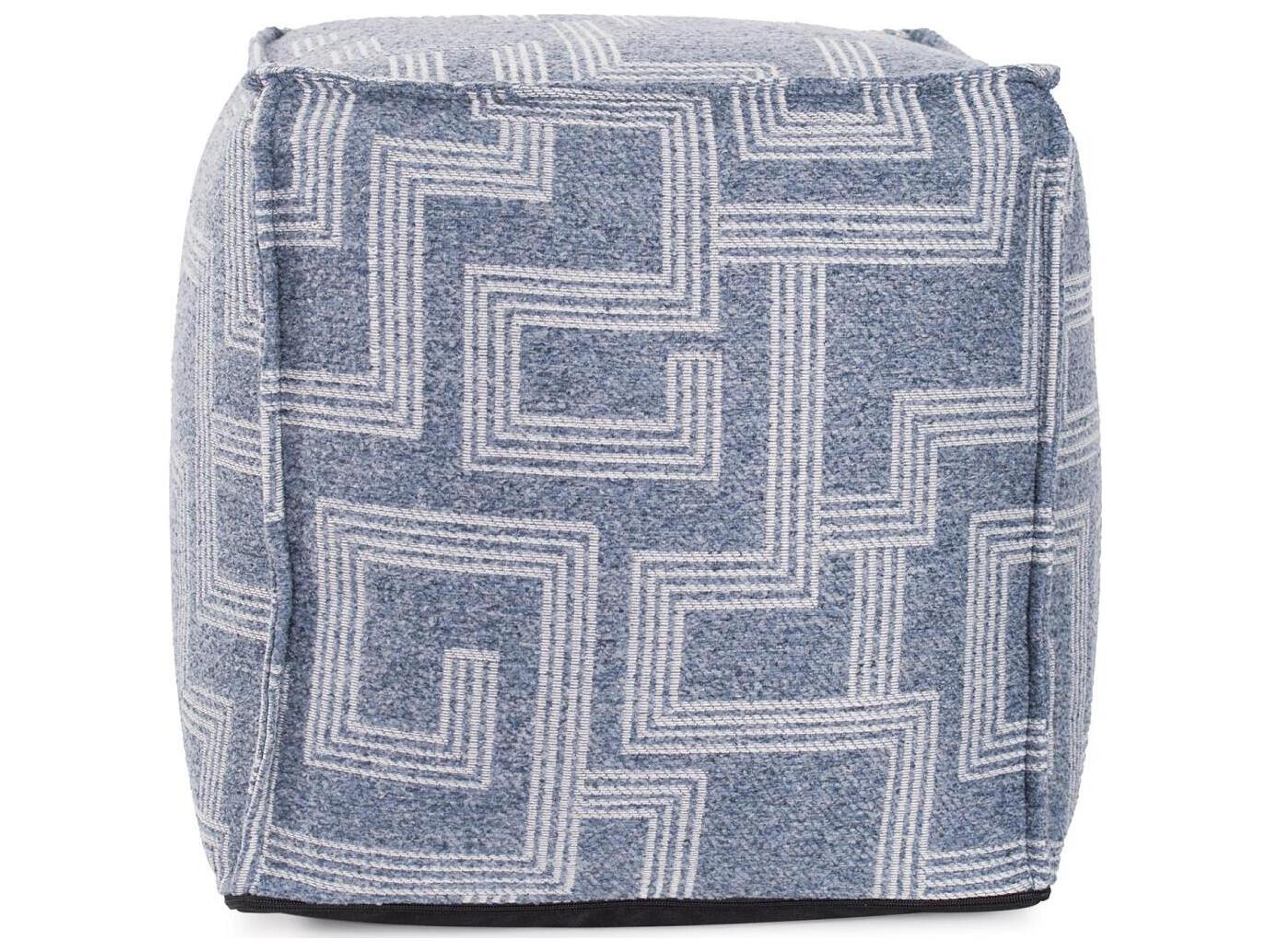 Howard Elliott Outdoor Syros Denim Fabric Cushion Ottoman