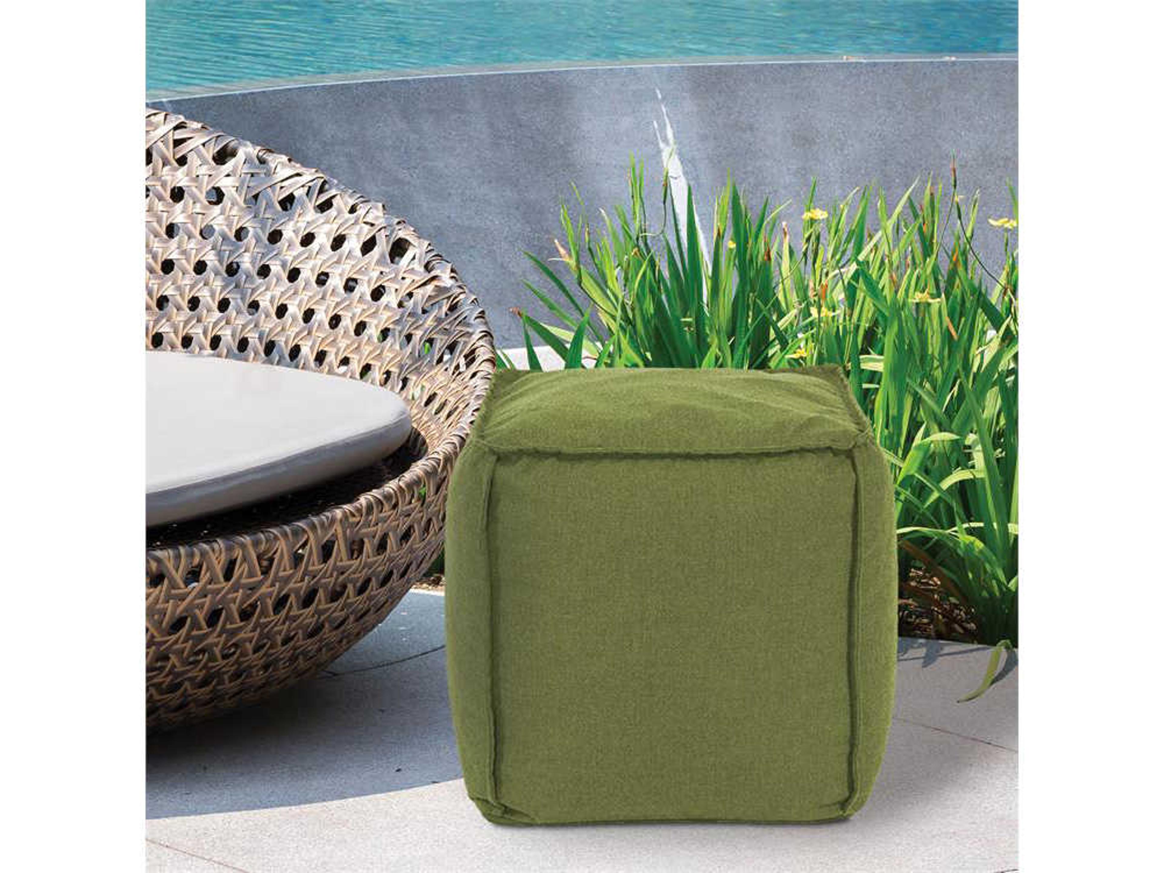 Howard Elliott Outdoor Patio Seascape Moss Fabric Cushion Ottoman