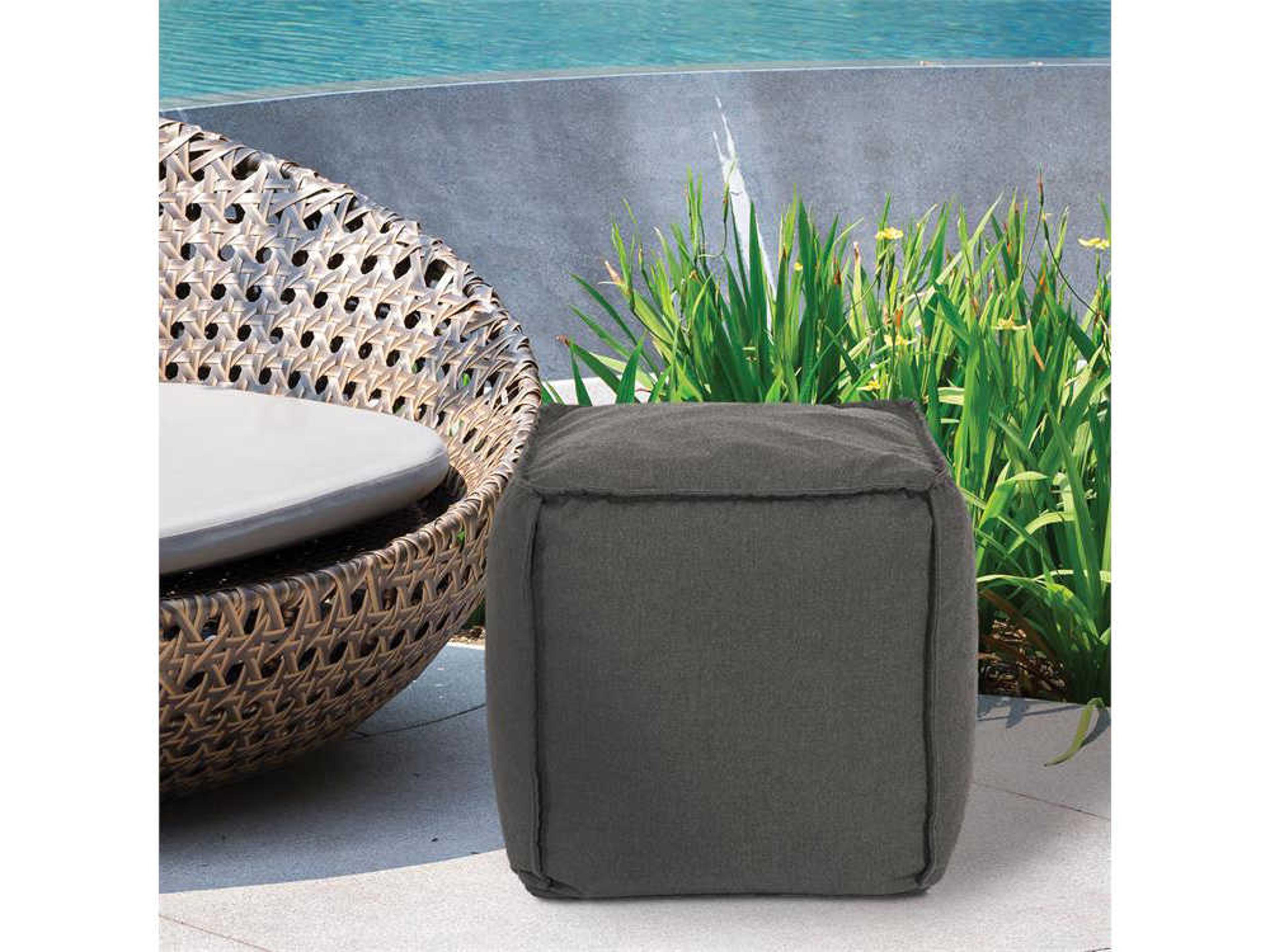 Howard Elliott Outdoor Patio Seascape Charcoal Fabric Cushion Ottoman