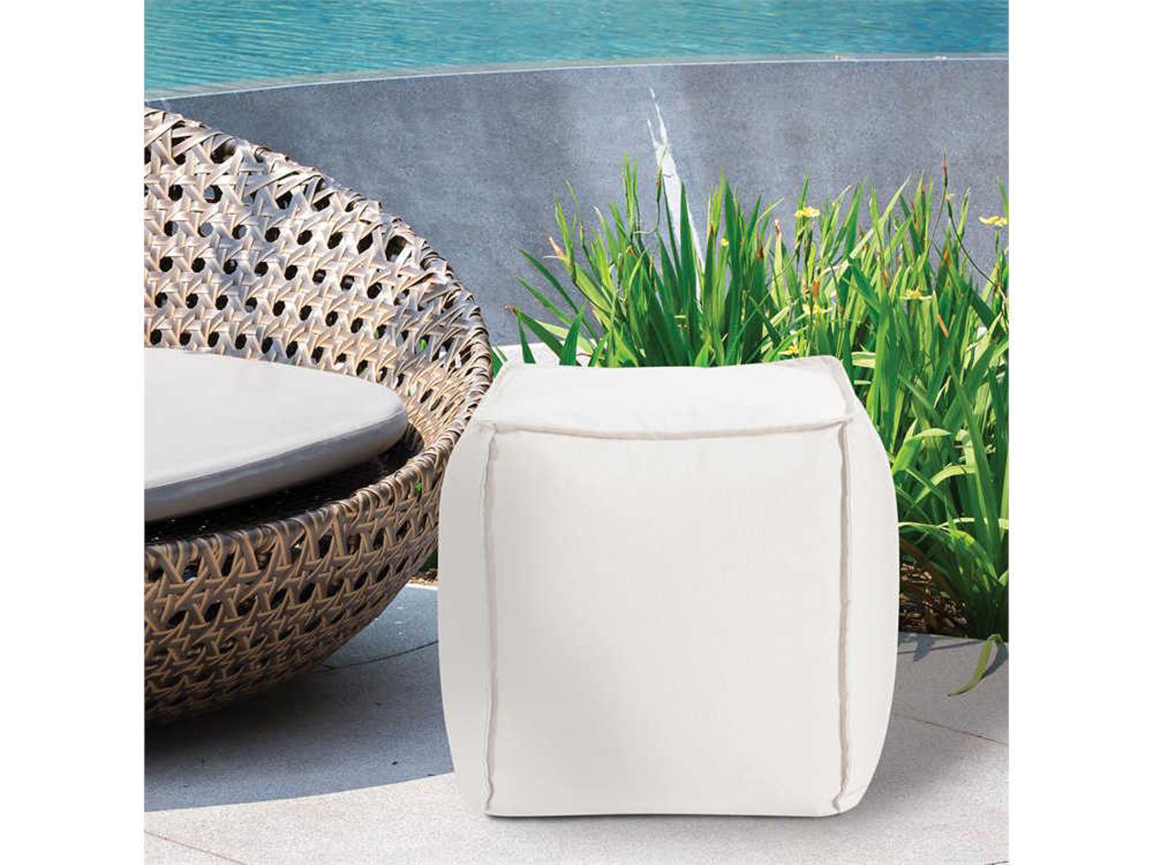 Howard Elliott Outdoor Patio Seascape Natural Fabric Cushion Ottoman